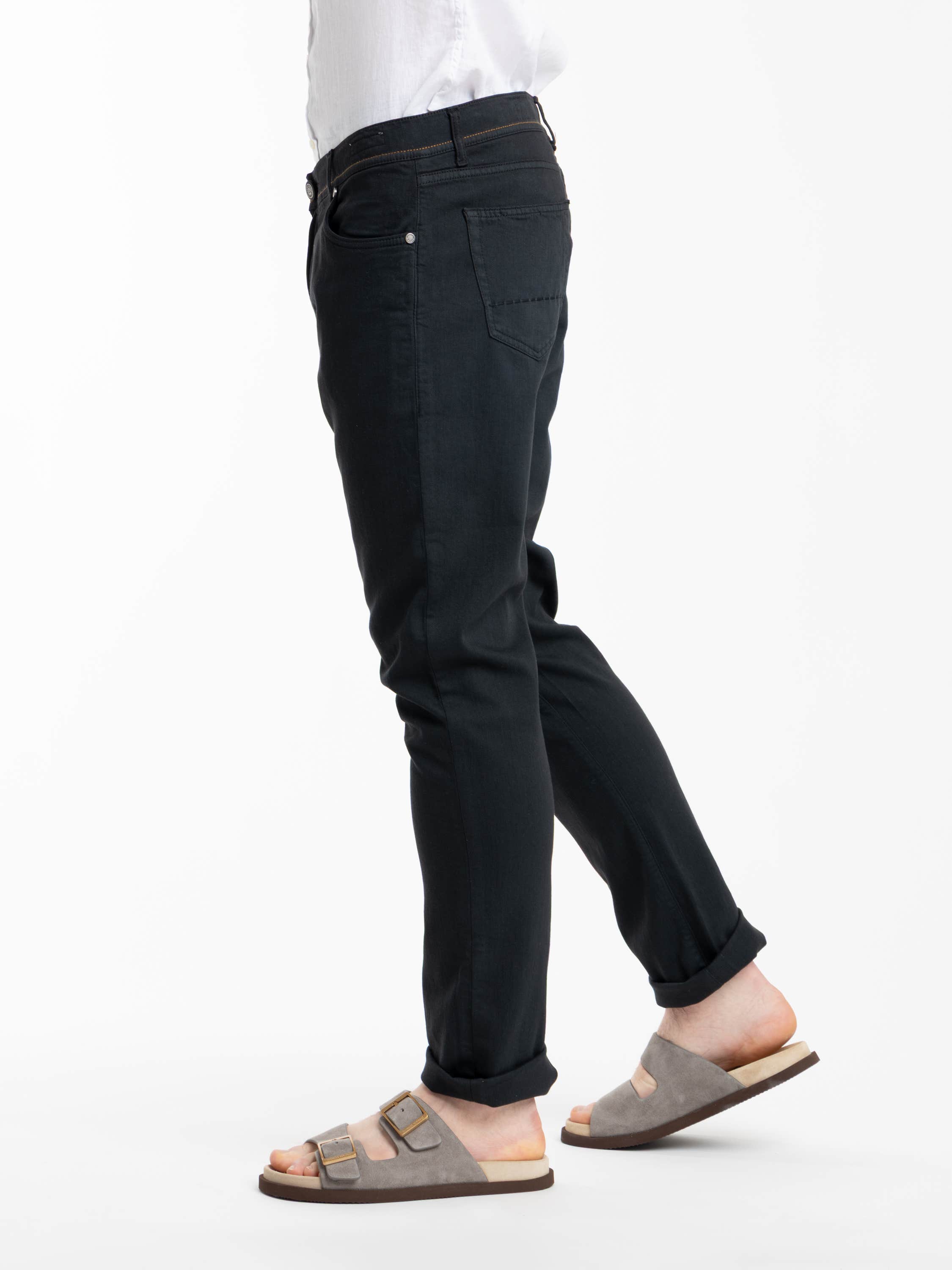 Black Milano 5 Pockets Linen Blend Jeans