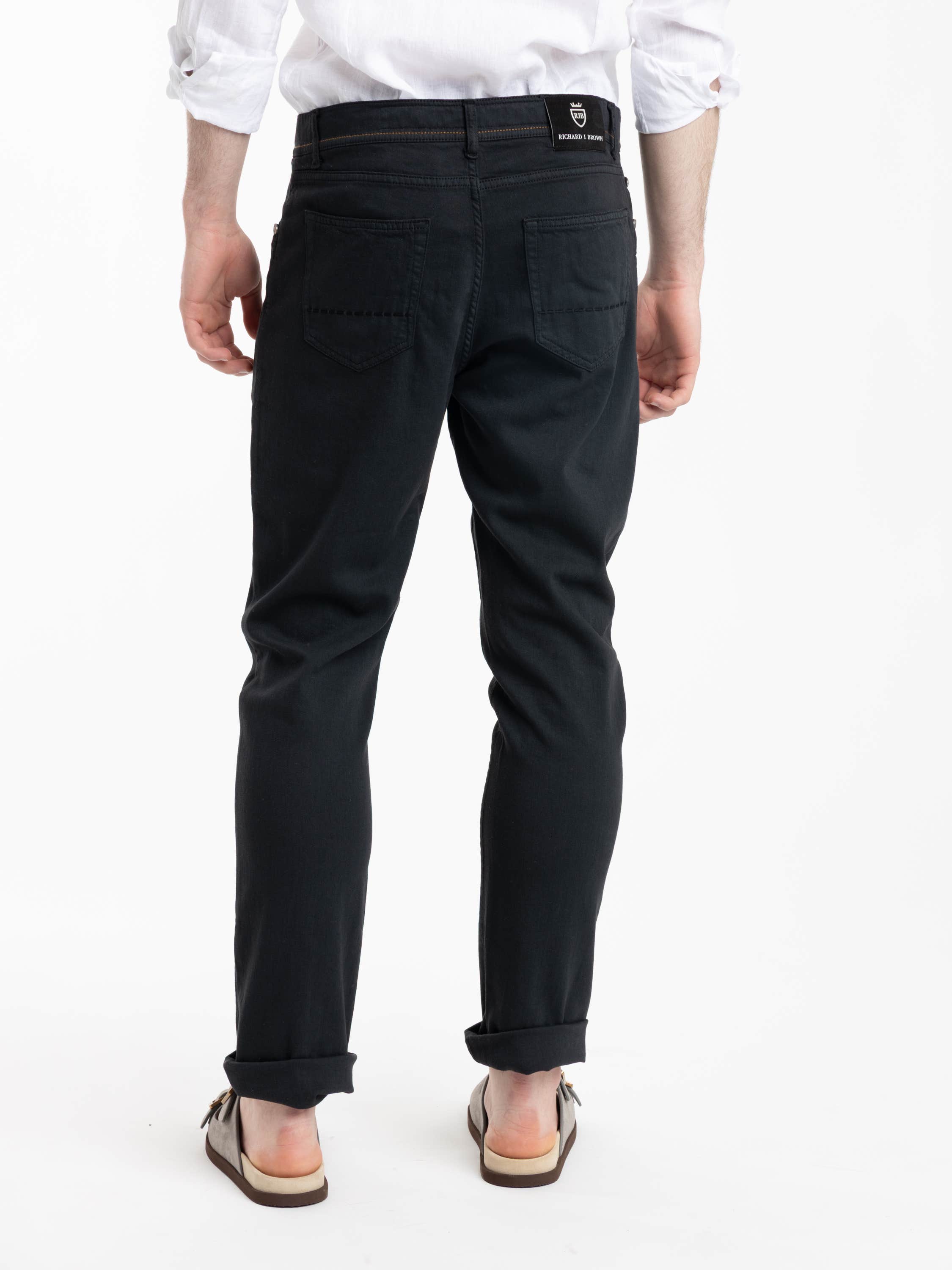 Black Milano 5 Pockets Linen Blend Jeans