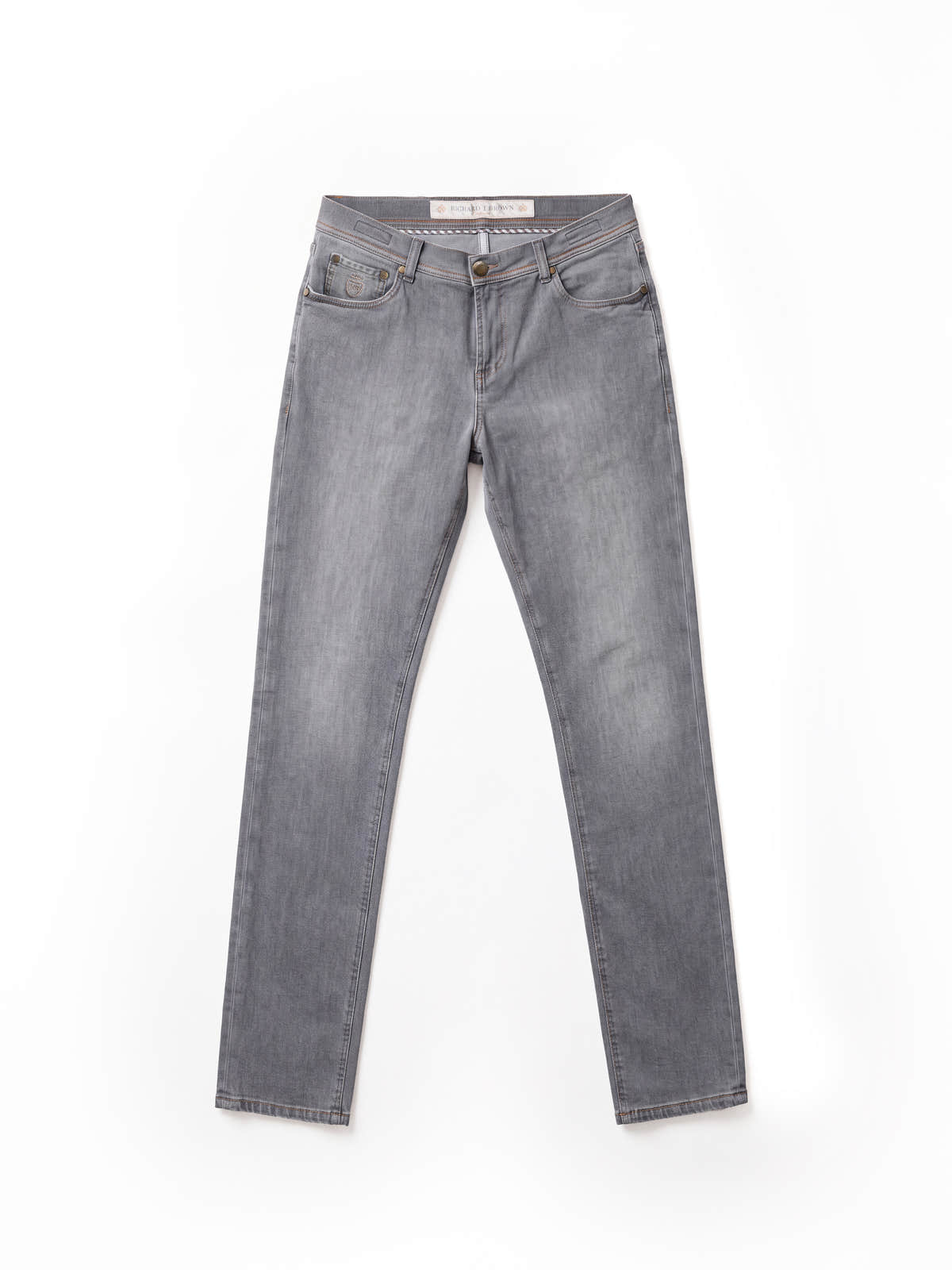 Grey Cashmere-Blend Regular-Fit Jeans