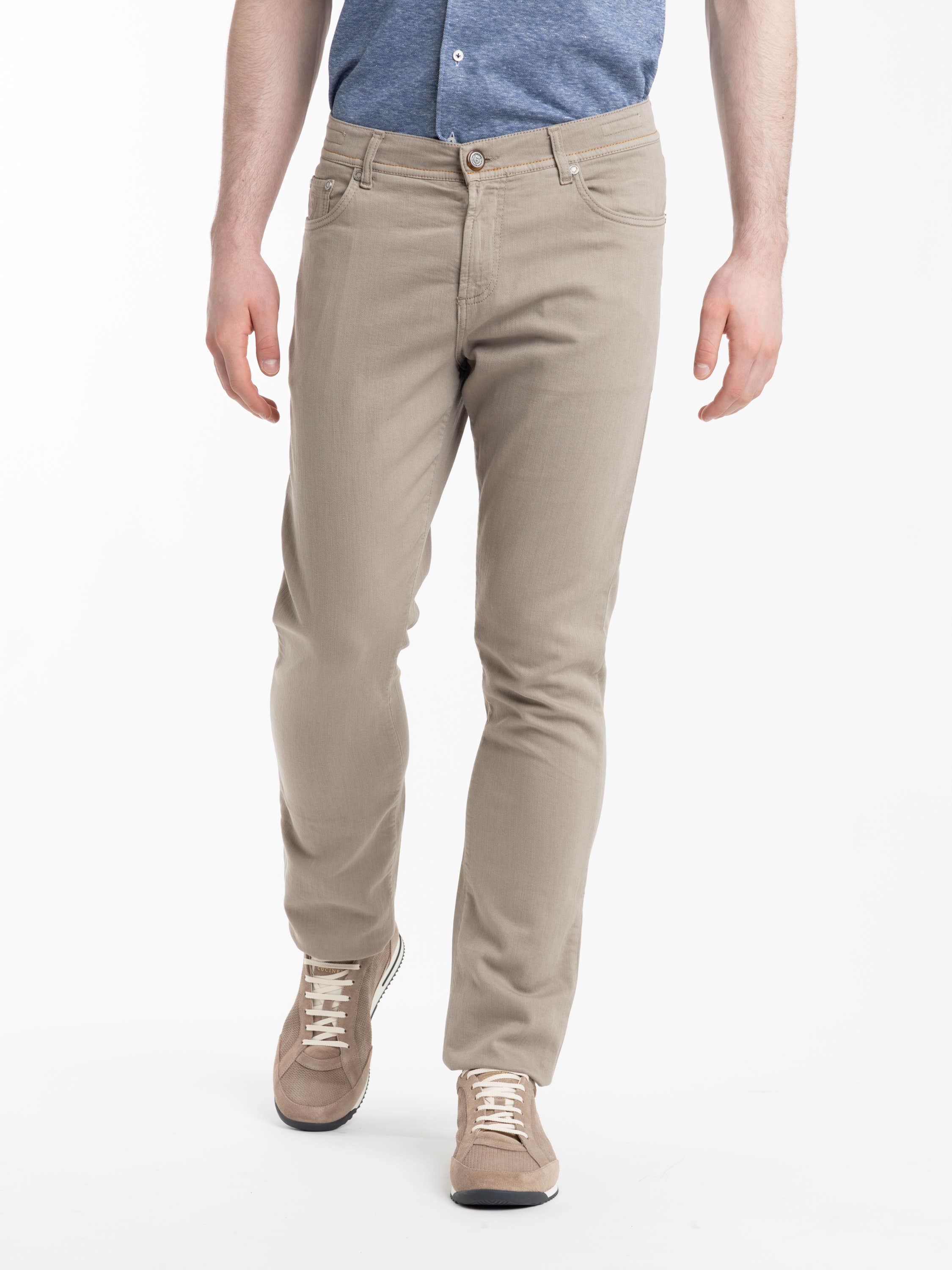 Light Brown Milano 5 Pockets Linen Blend Jeans