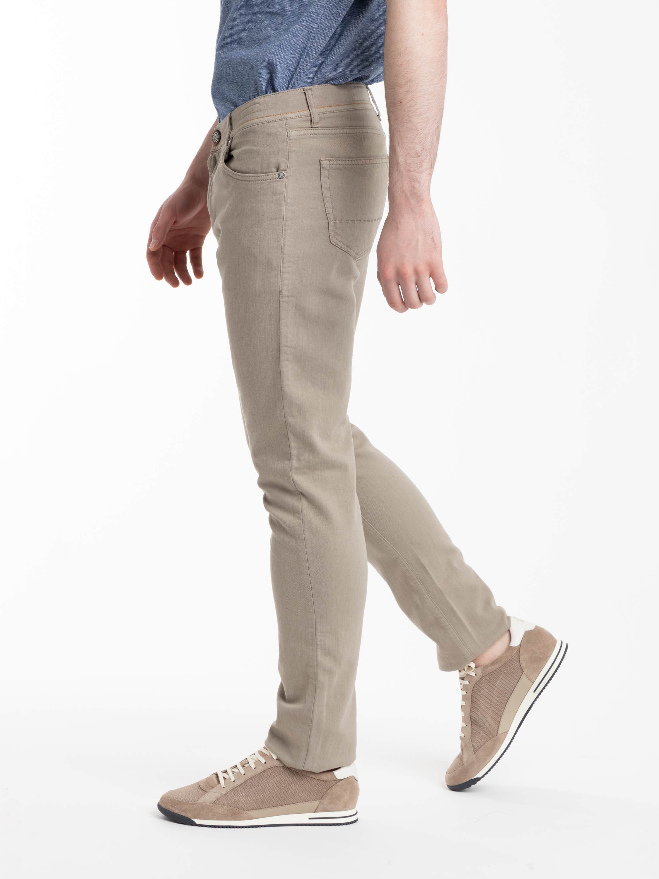 Light Brown Milano 5 Pockets Linen Blend Jeans