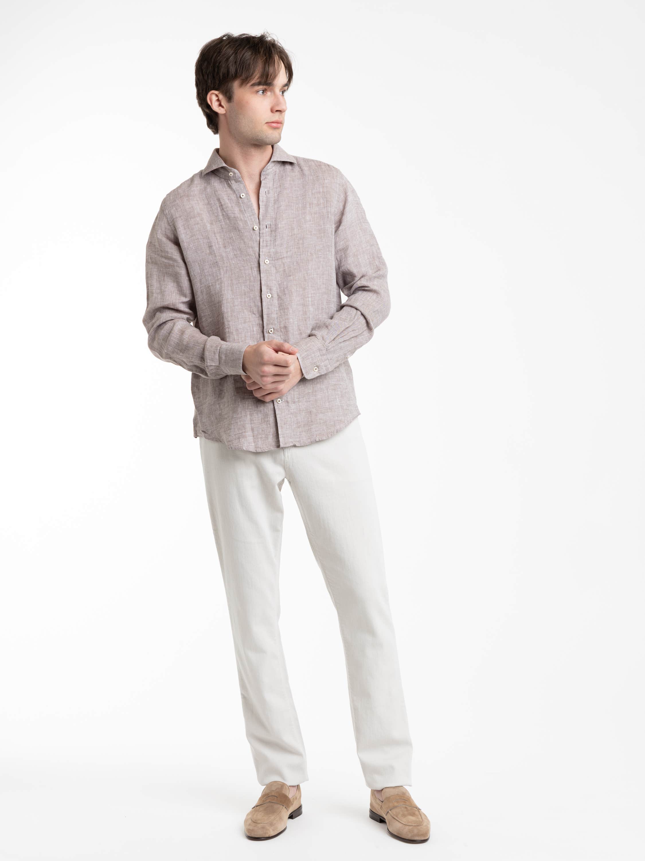 White Milano 5 Pockets Linen Blend Jeans