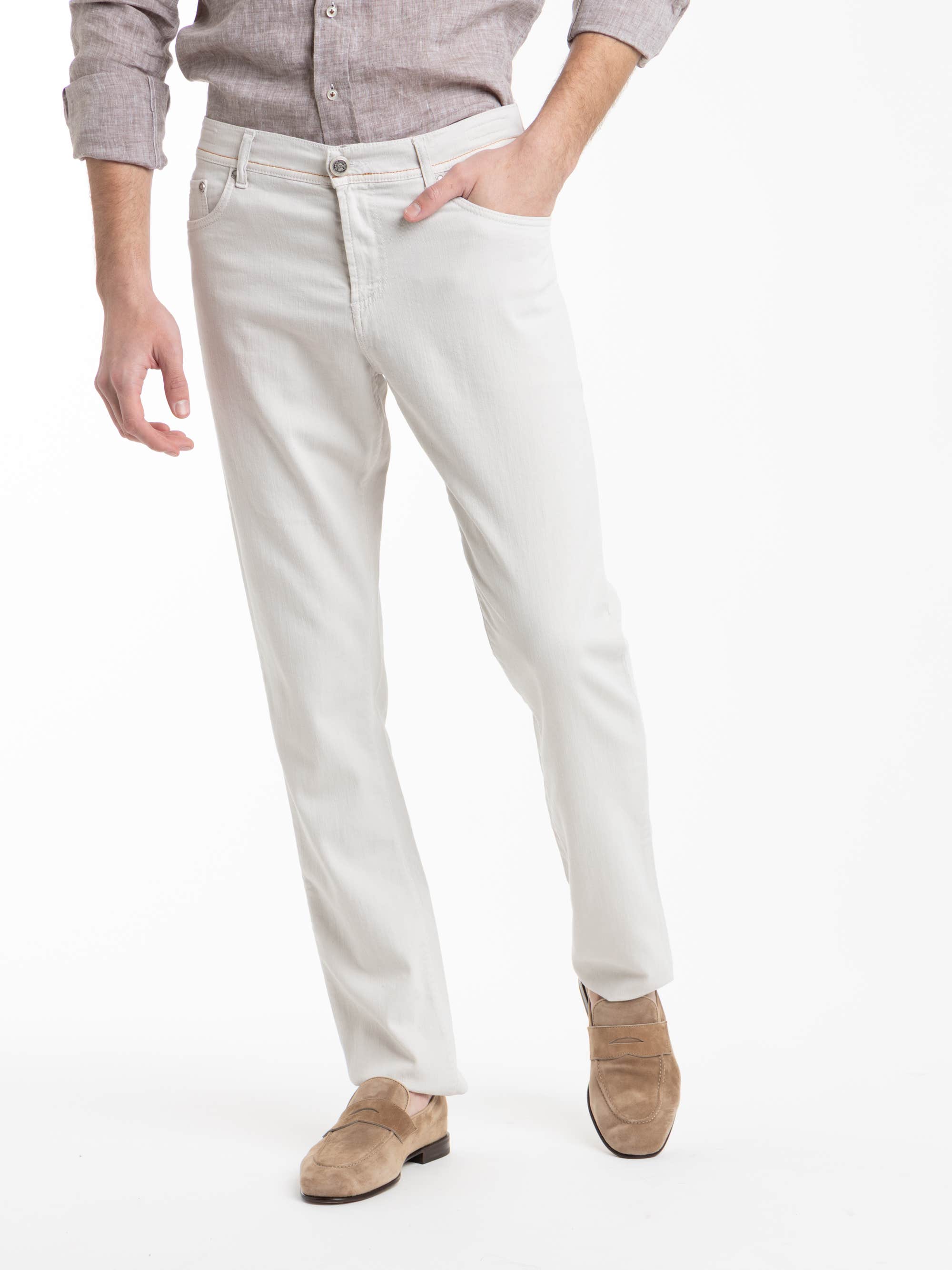 White Milano 5 Pockets Linen Blend Jeans