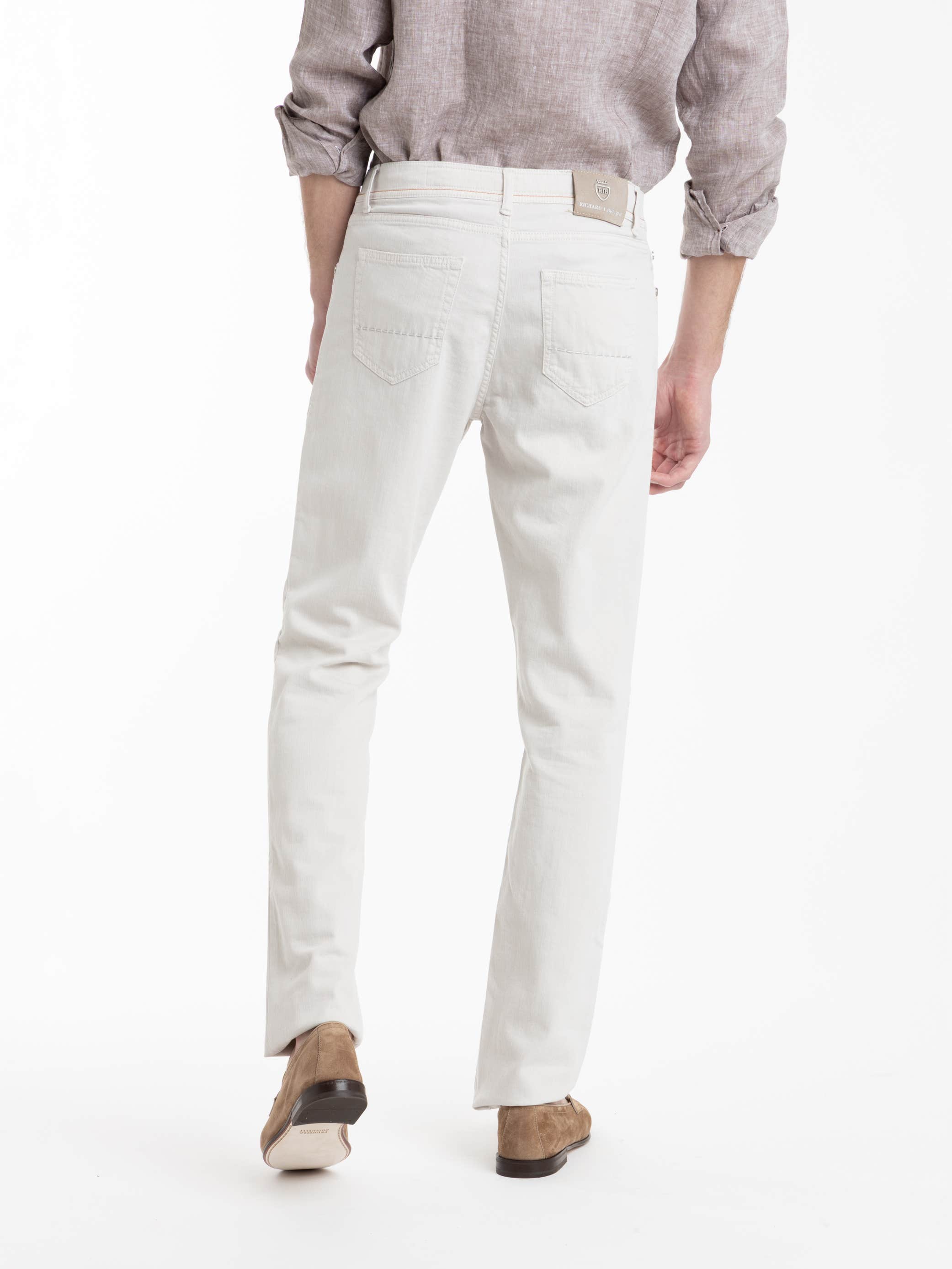 White Milano 5 Pockets Linen Blend Jeans