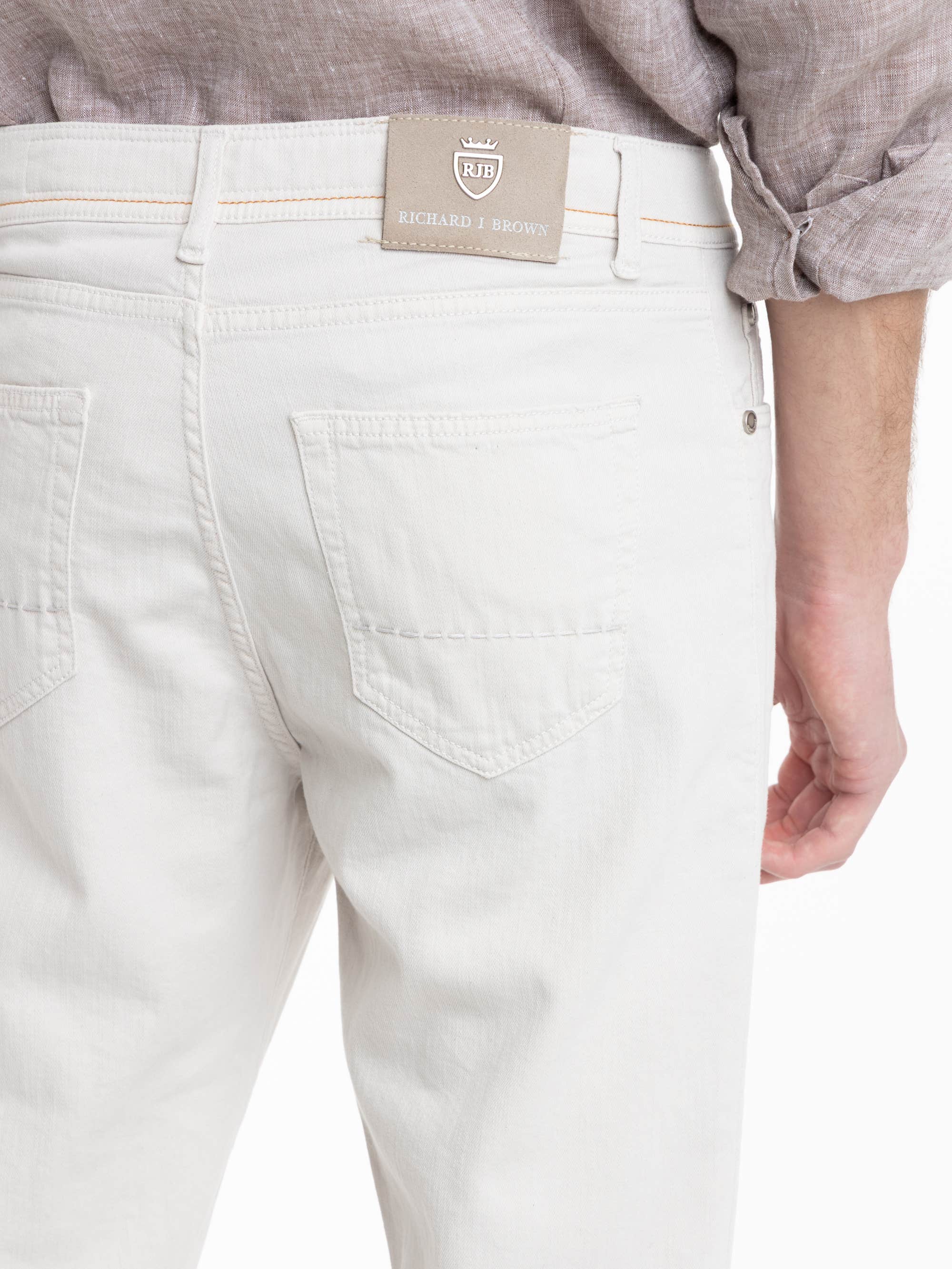 White Milano 5 Pockets Linen Blend Jeans