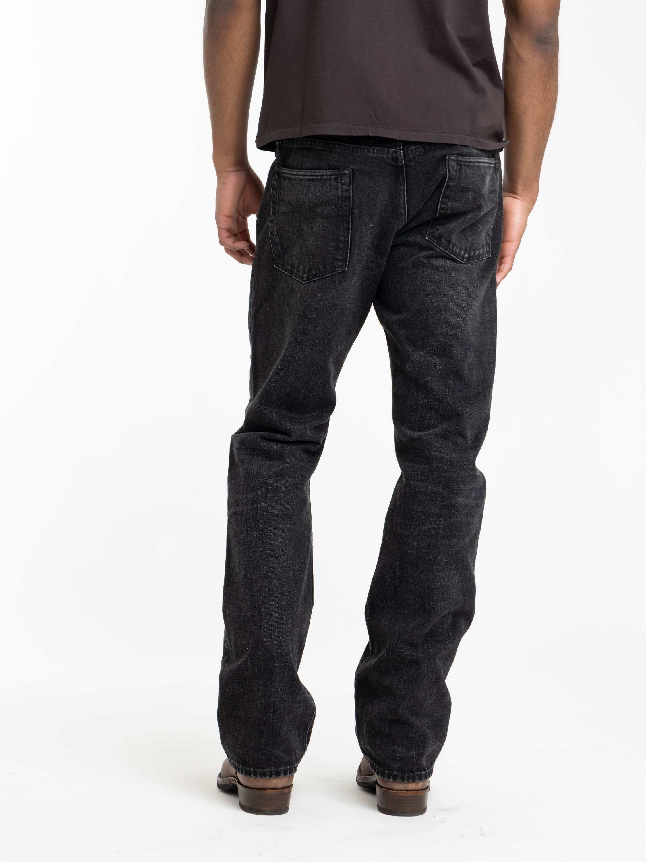 Black Slim Boot Distressed Selvedge Jean