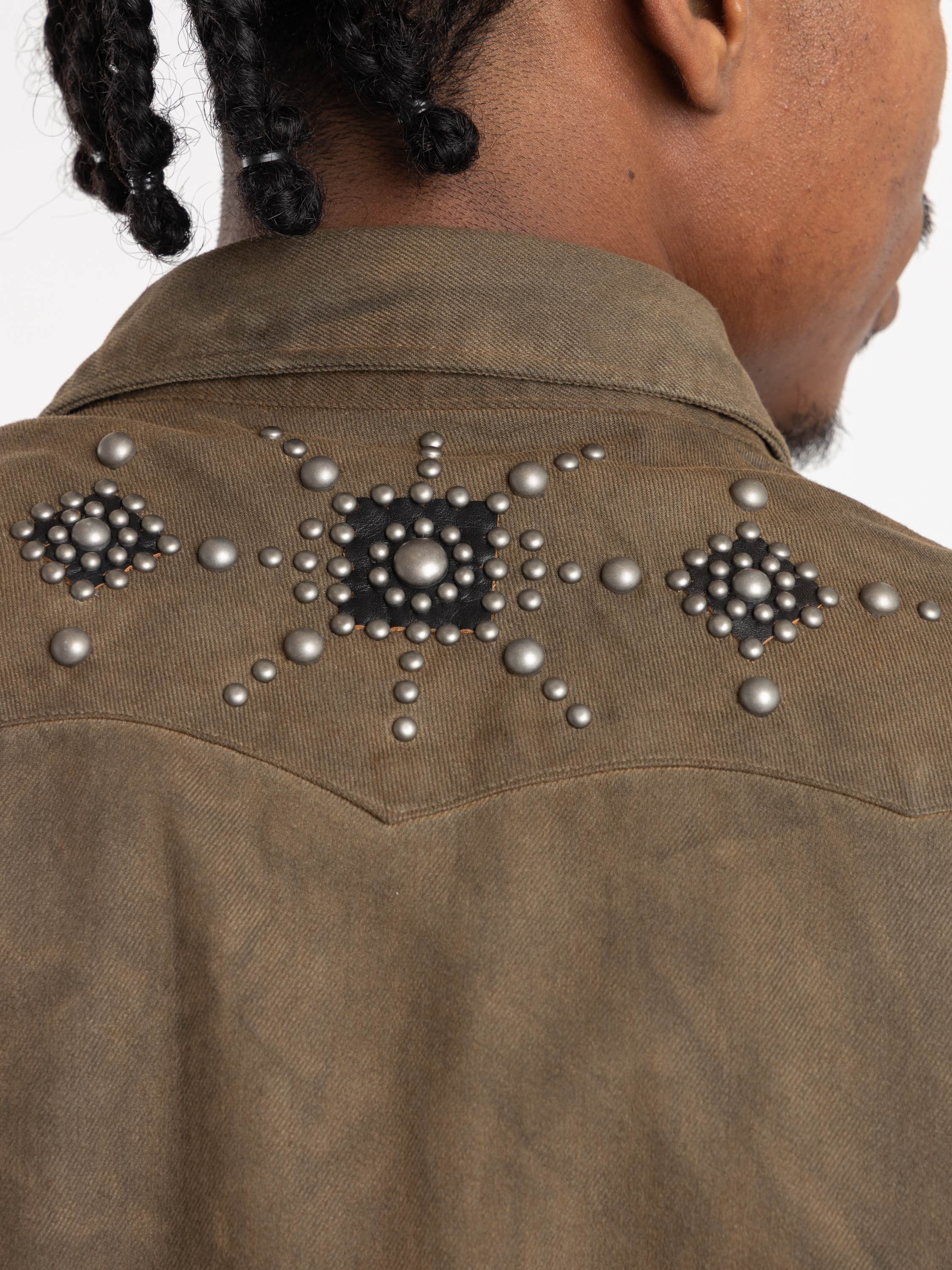 Brown Studded Long-Sleeved Shirt