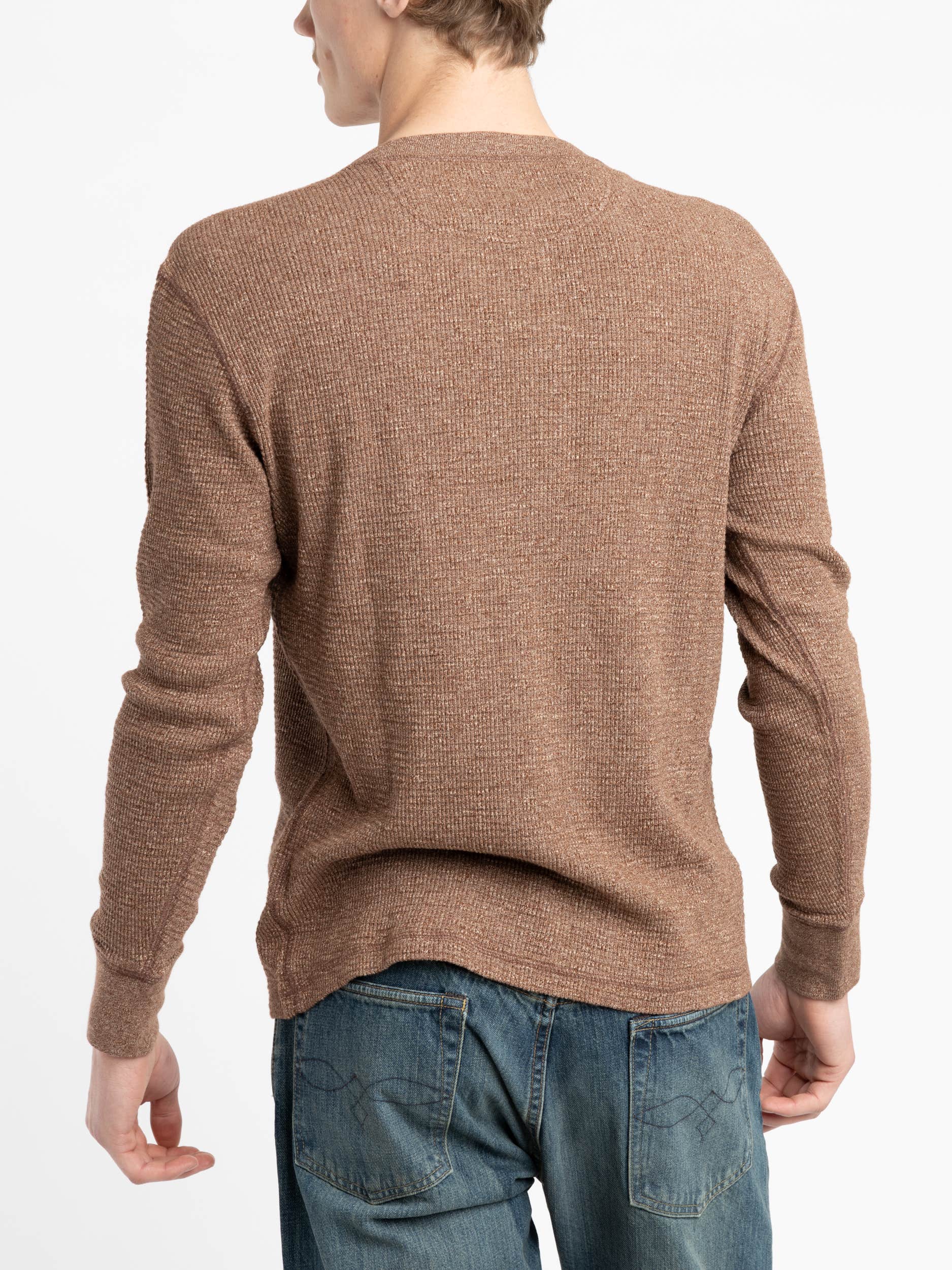 Brown Waffle-knit Henley Shirt