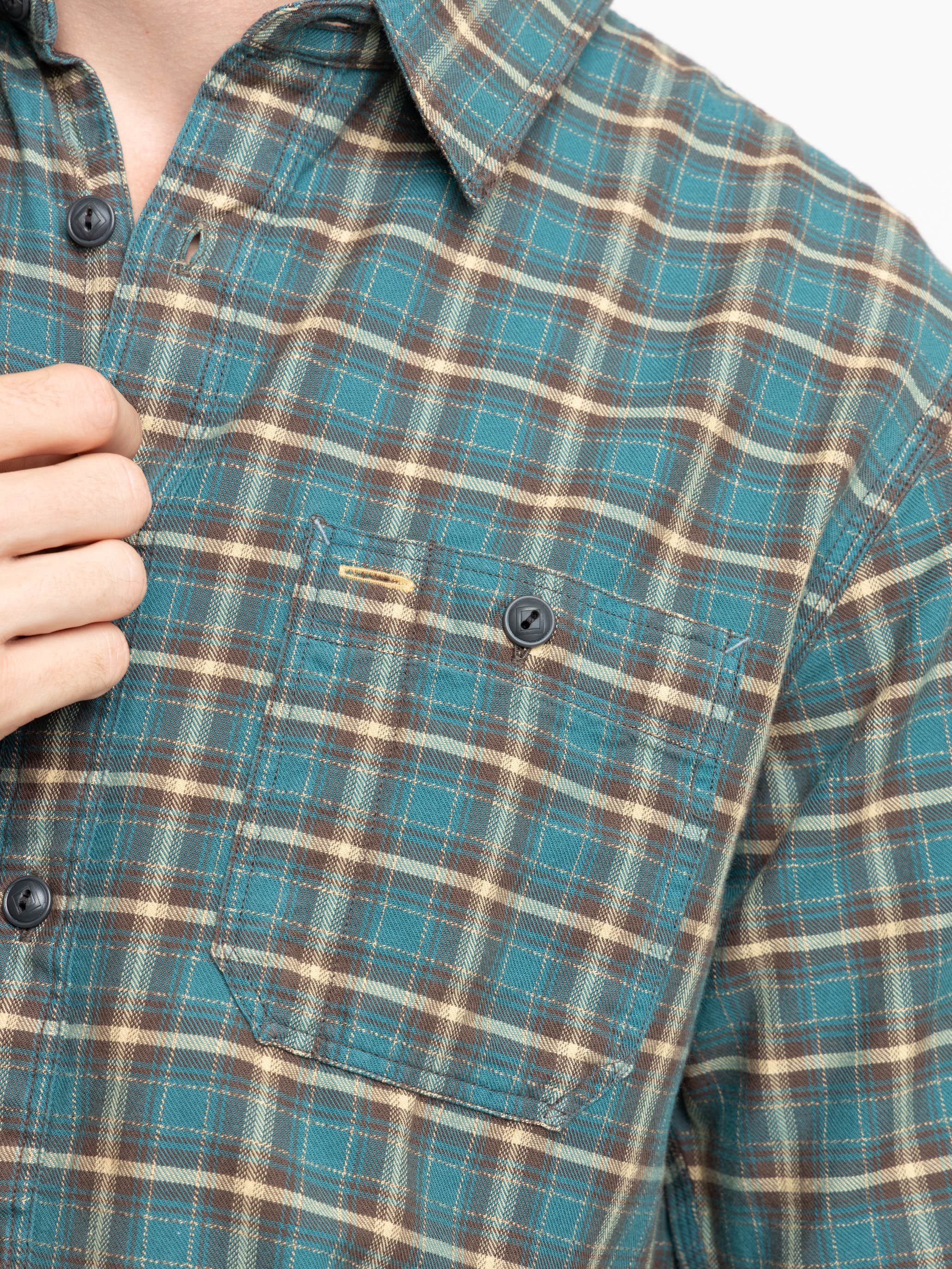 Teal/Multi Color Plaid Twill Sport Shirt