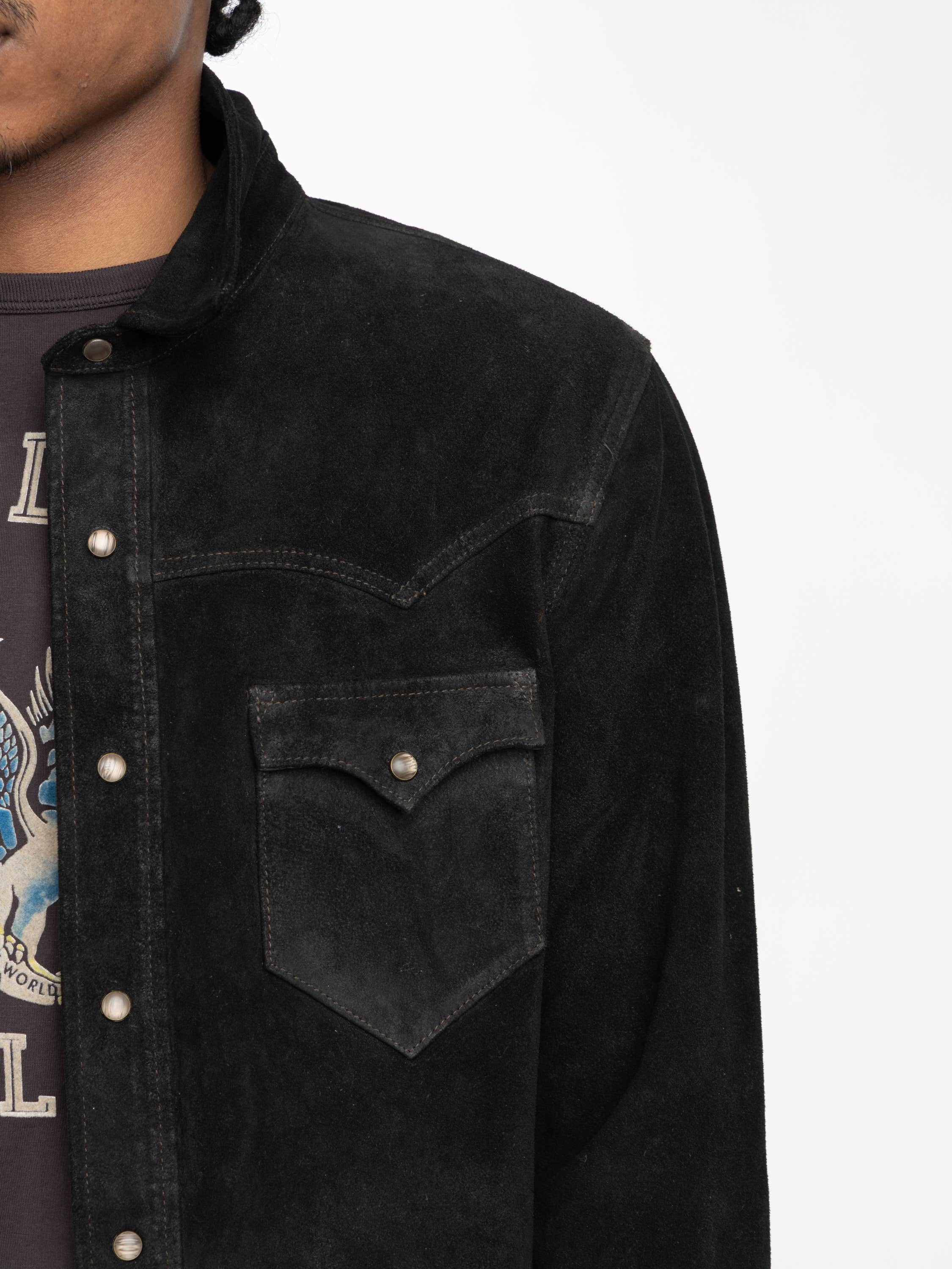 Vintage Black Suede Western Shirt Jacket