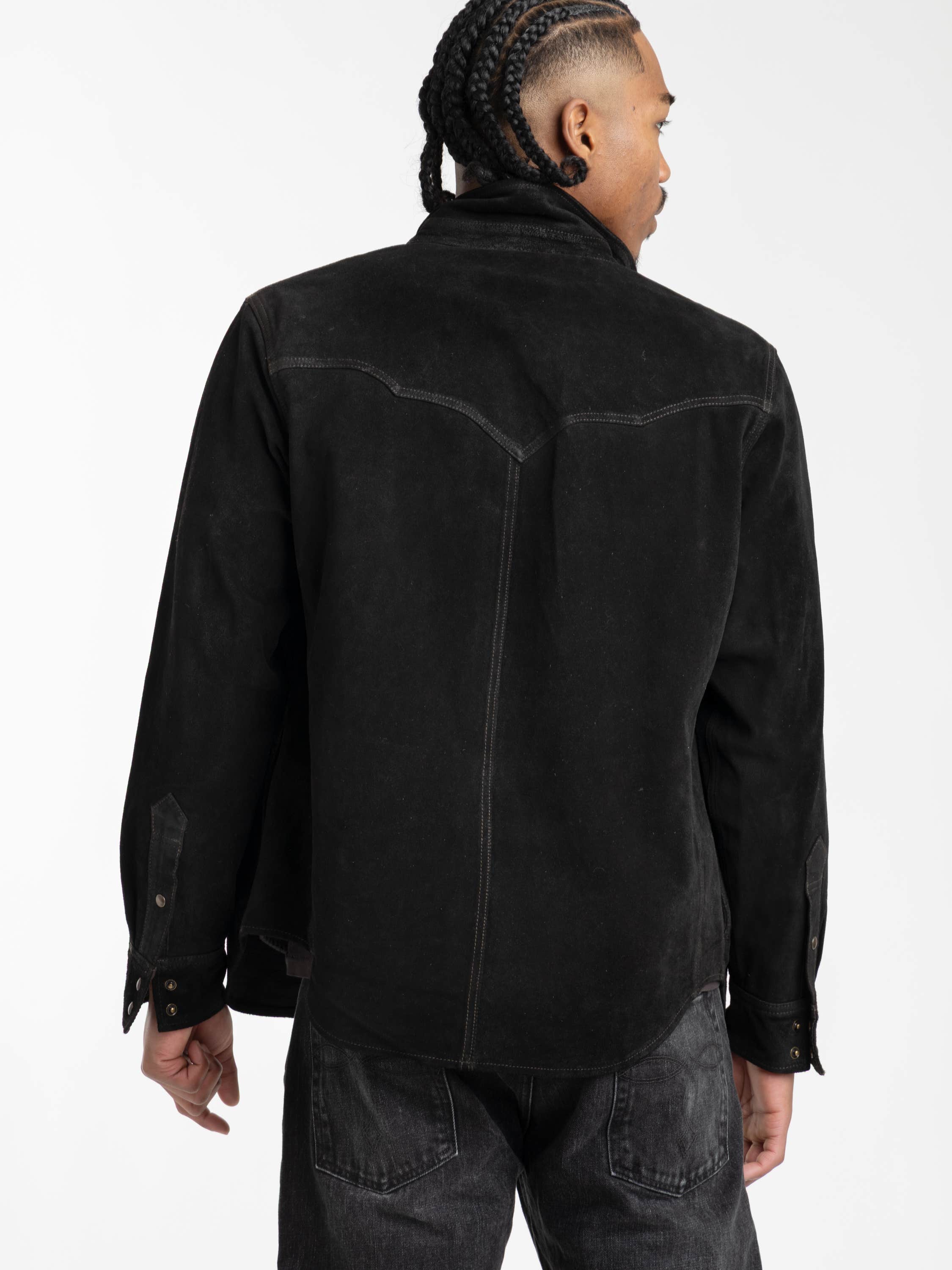 Vintage Black Suede Western Shirt Jacket