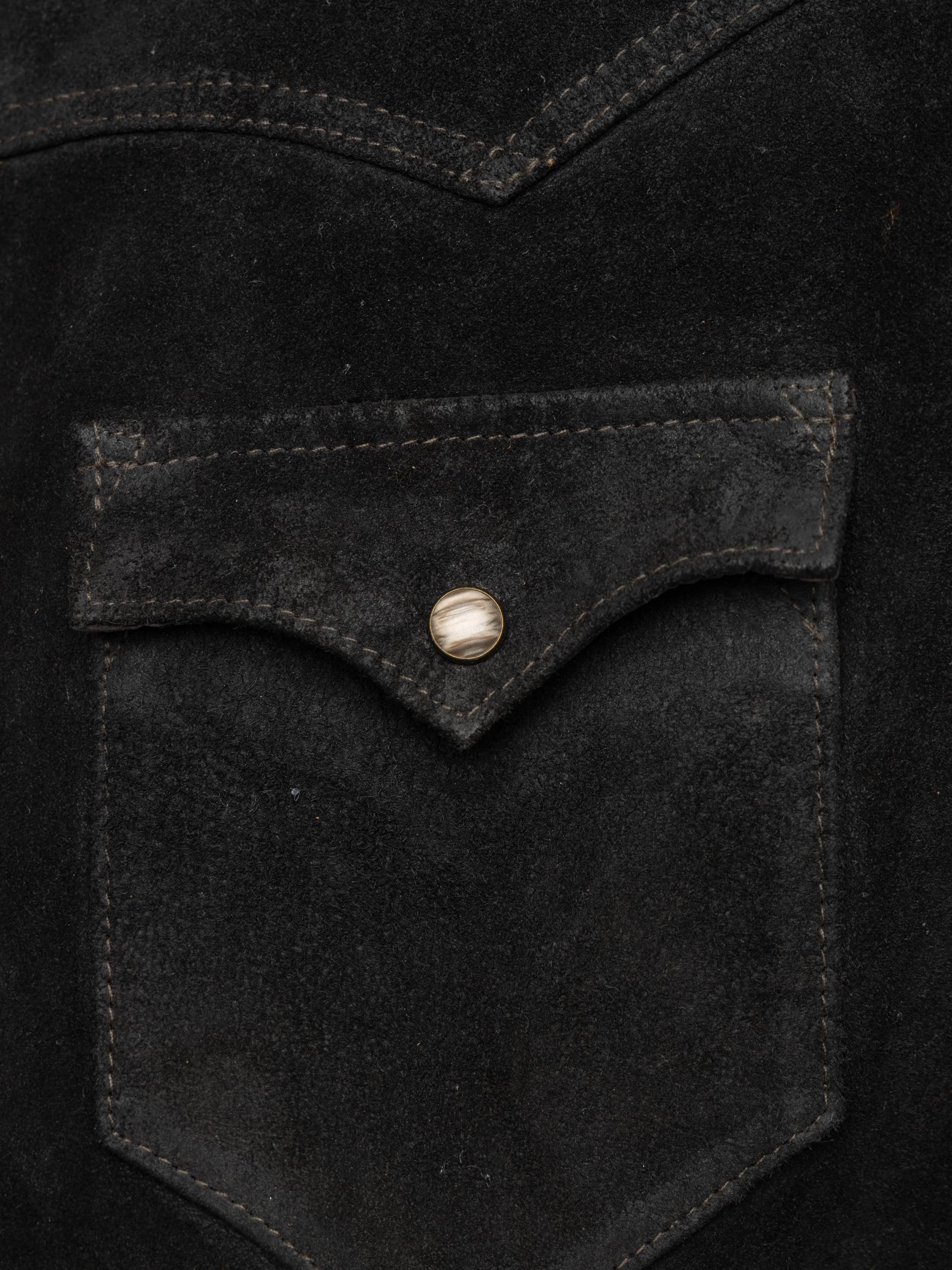 Vintage Black Suede Western Shirt Jacket