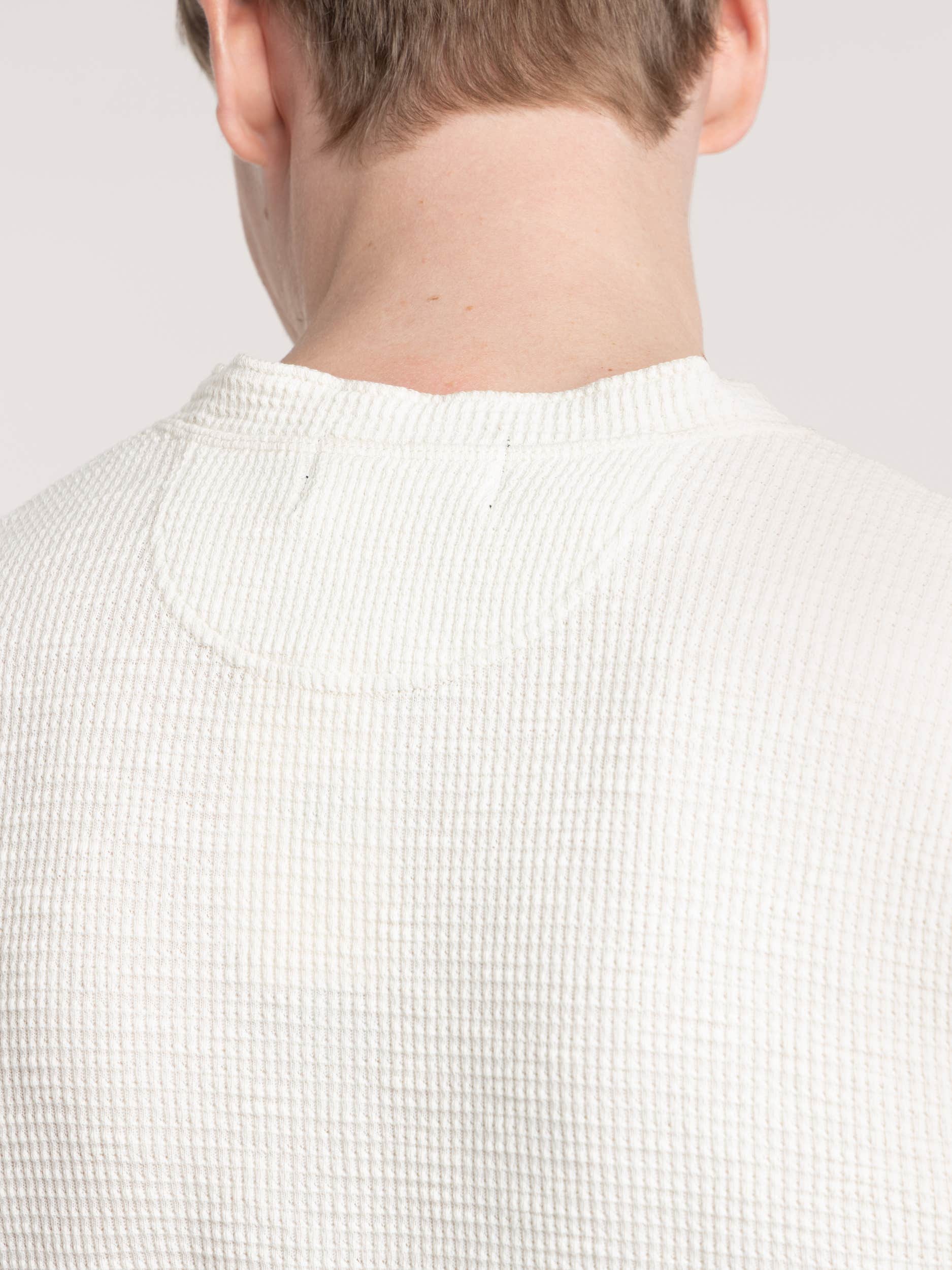 White Short Sleeve Waffle Shirt
