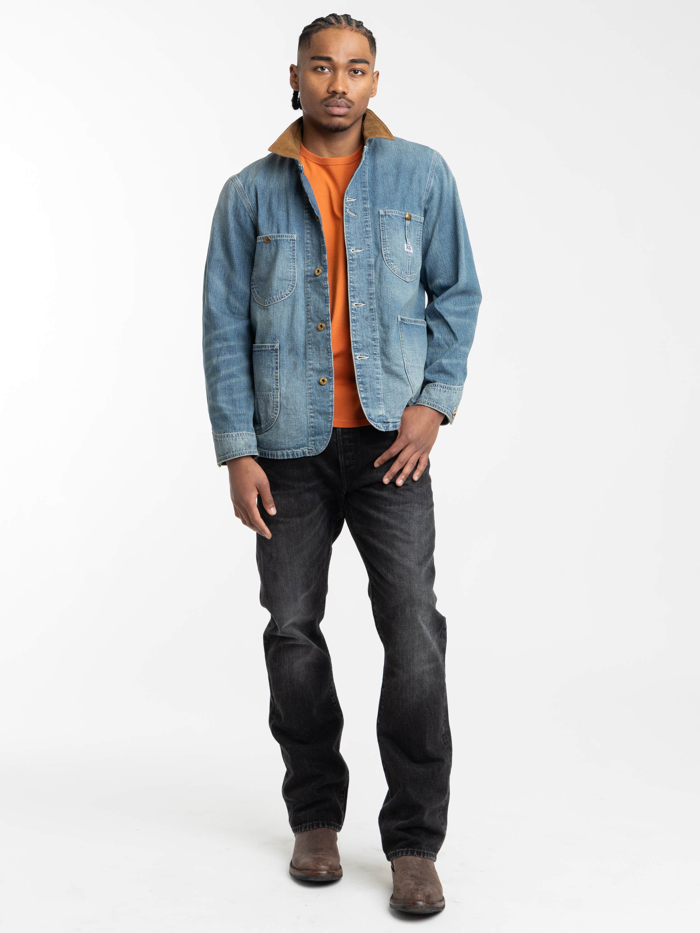Wrightsville Wash Corduroy-Collar Indigo Denim Jacket