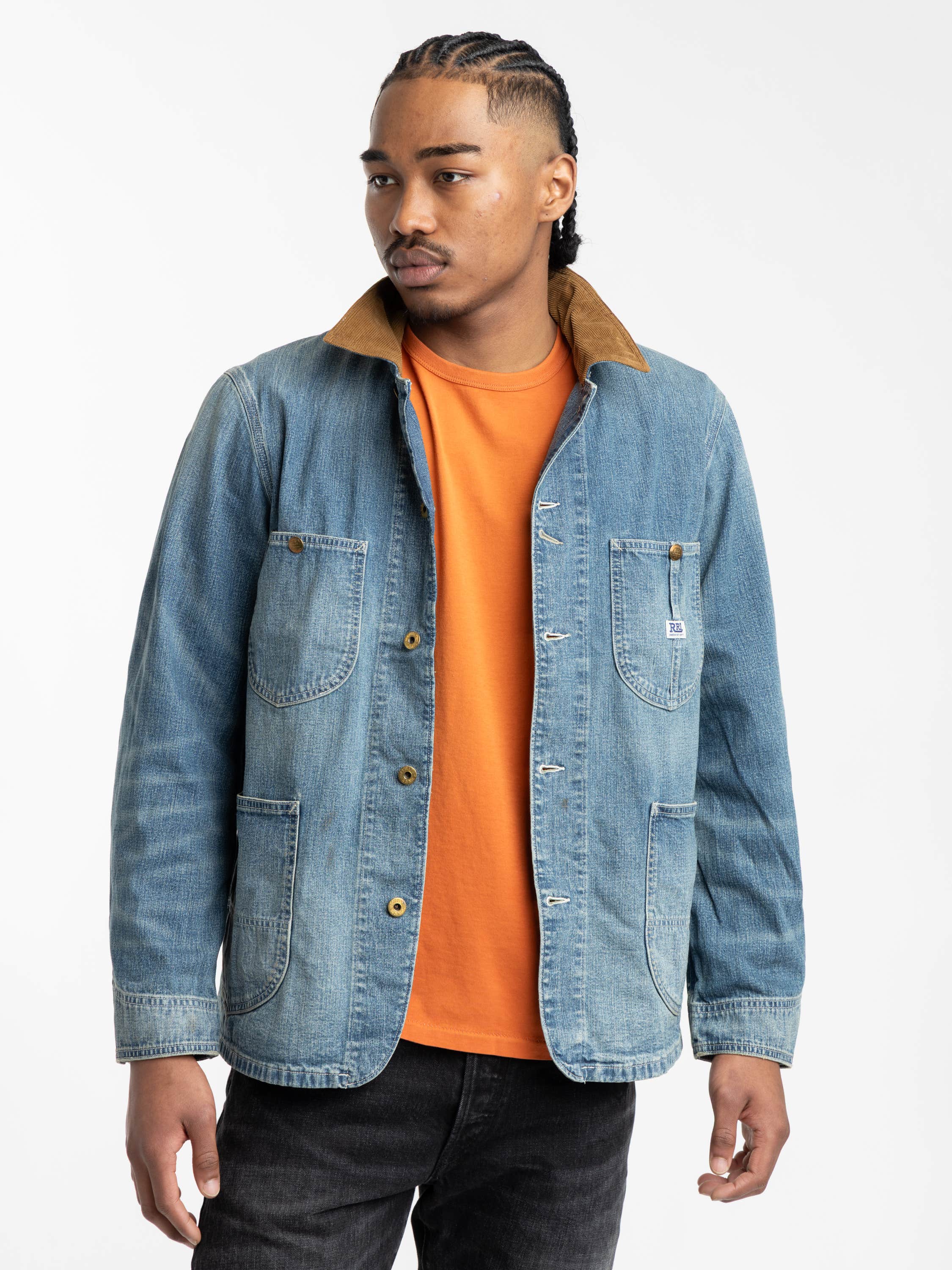 Wrightsville Wash Corduroy-Collar Indigo Denim Jacket