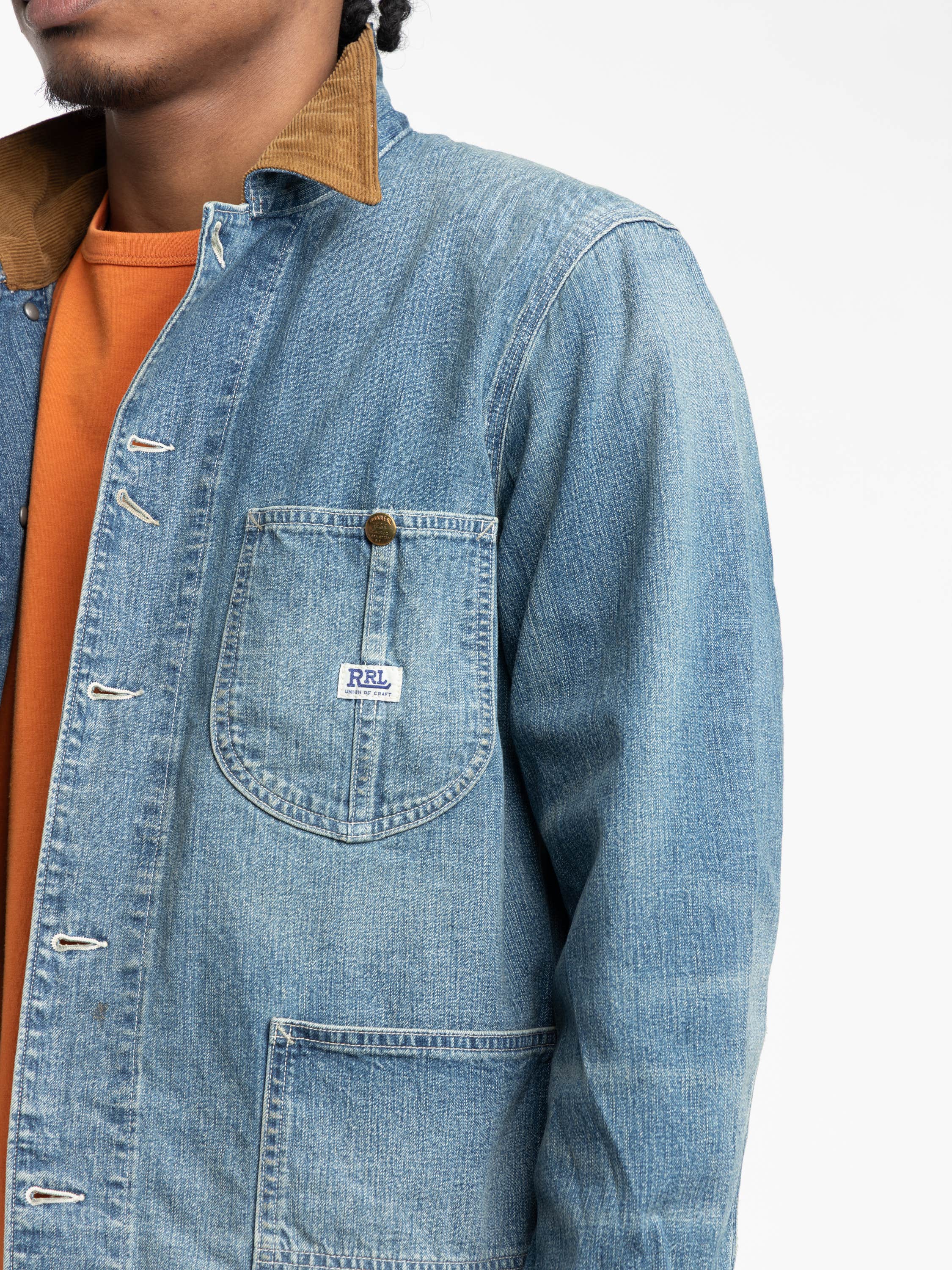 Wrightsville Wash Corduroy-Collar Indigo Denim Jacket