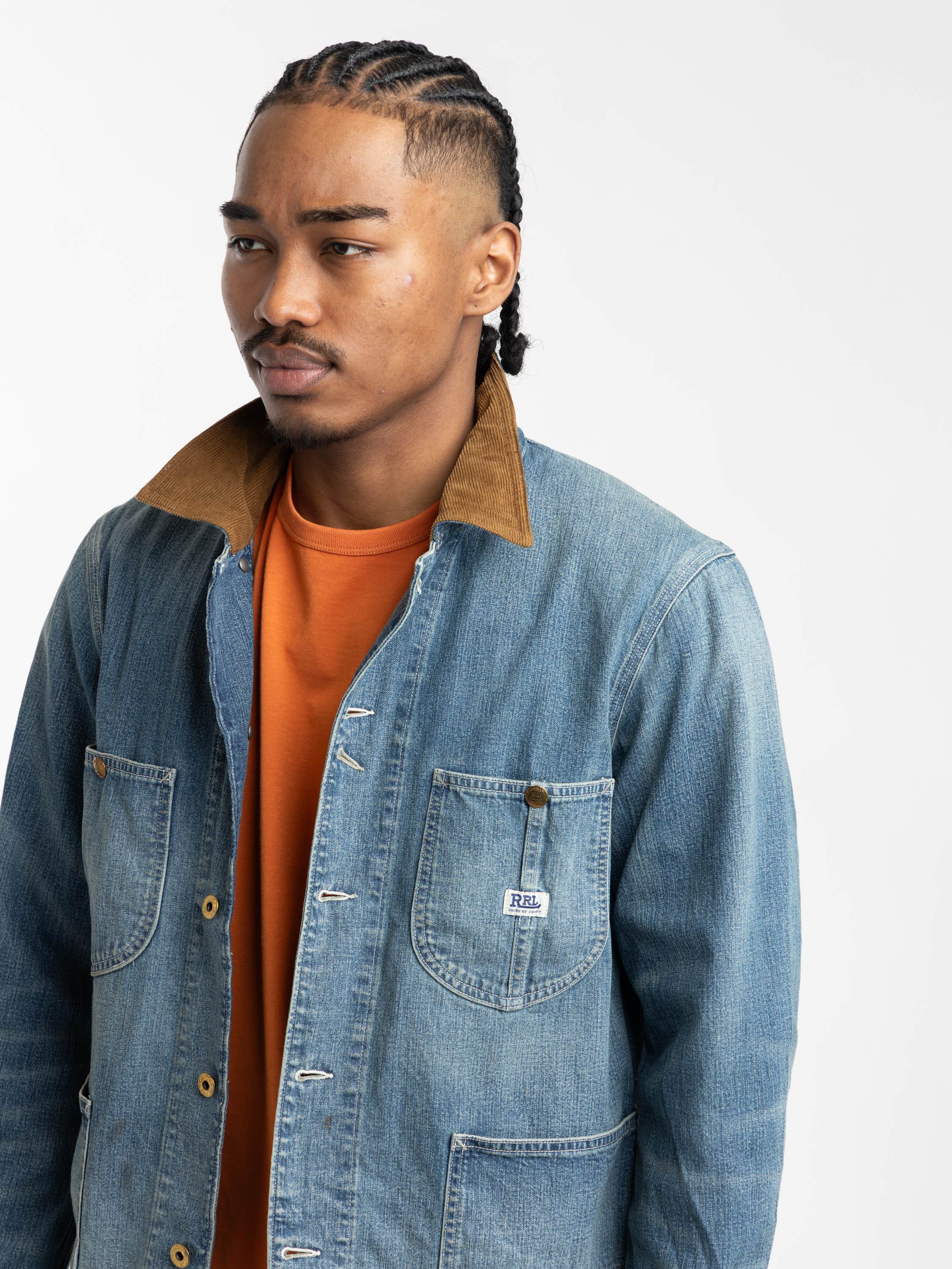 Wrightsville Wash Corduroy-Collar Indigo Denim Jacket