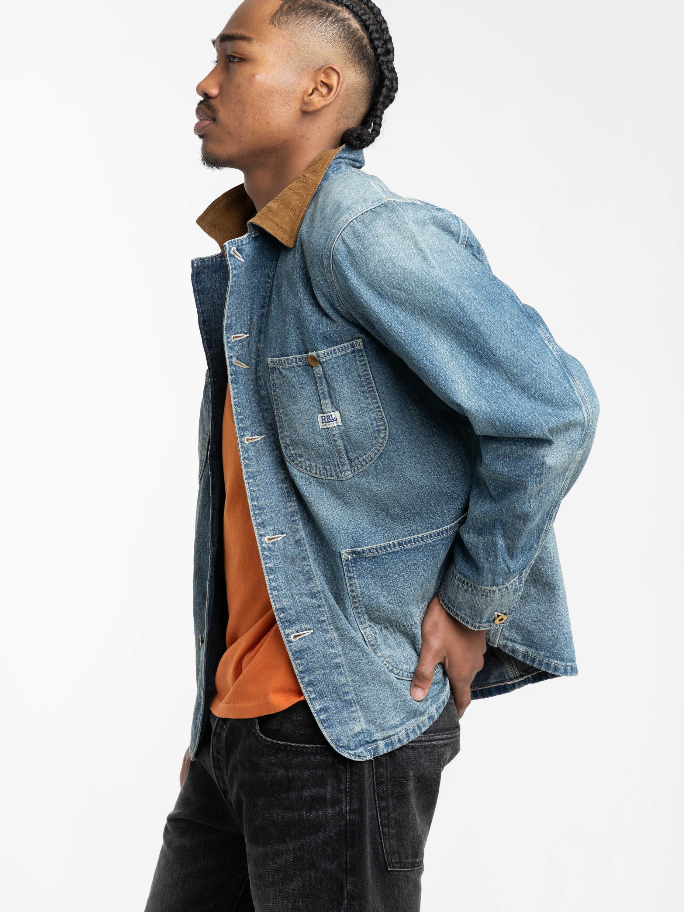 Wrightsville Wash Corduroy-Collar Indigo Denim Jacket