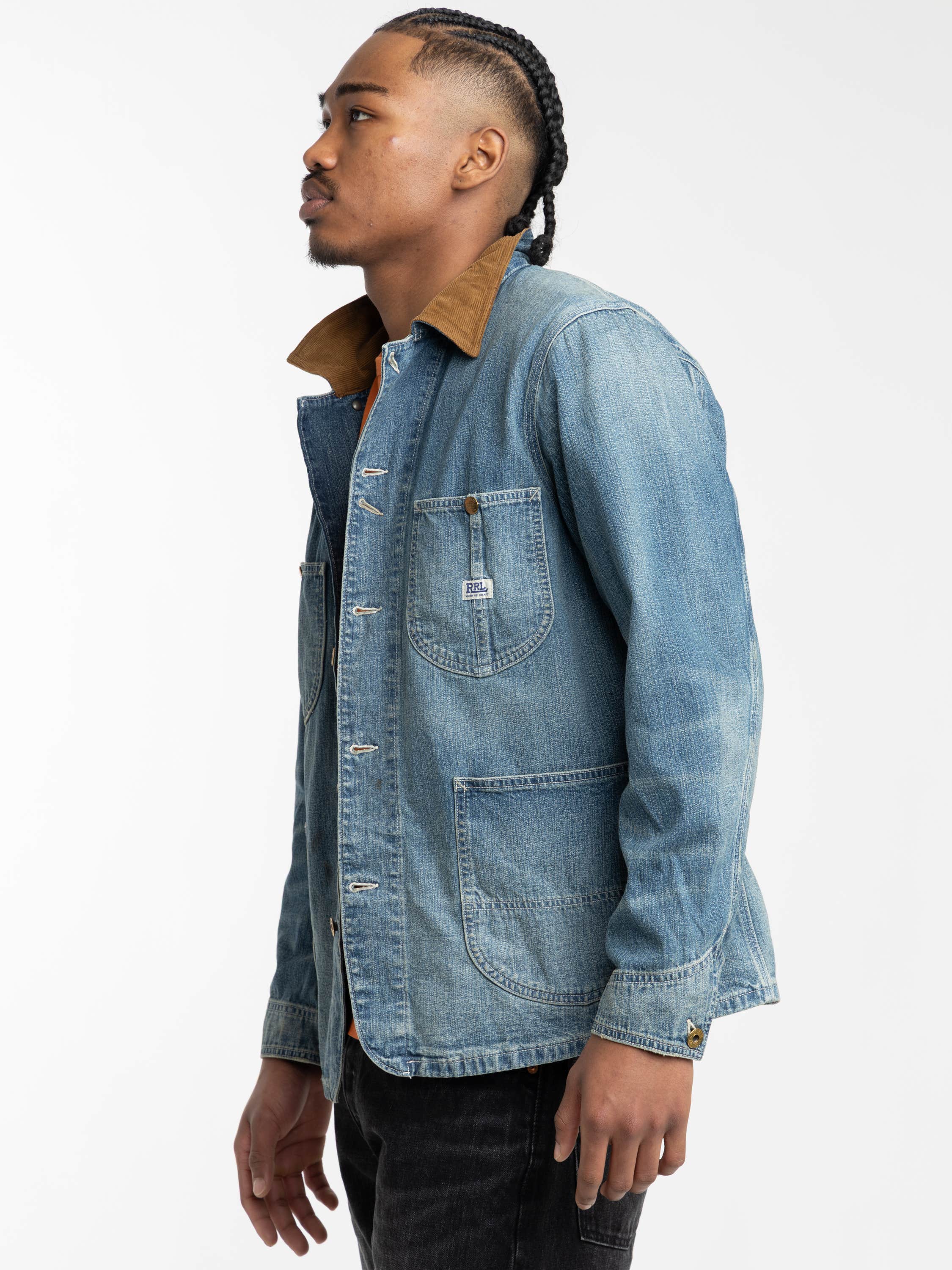 Wrightsville Wash Corduroy-Collar Indigo Denim Jacket