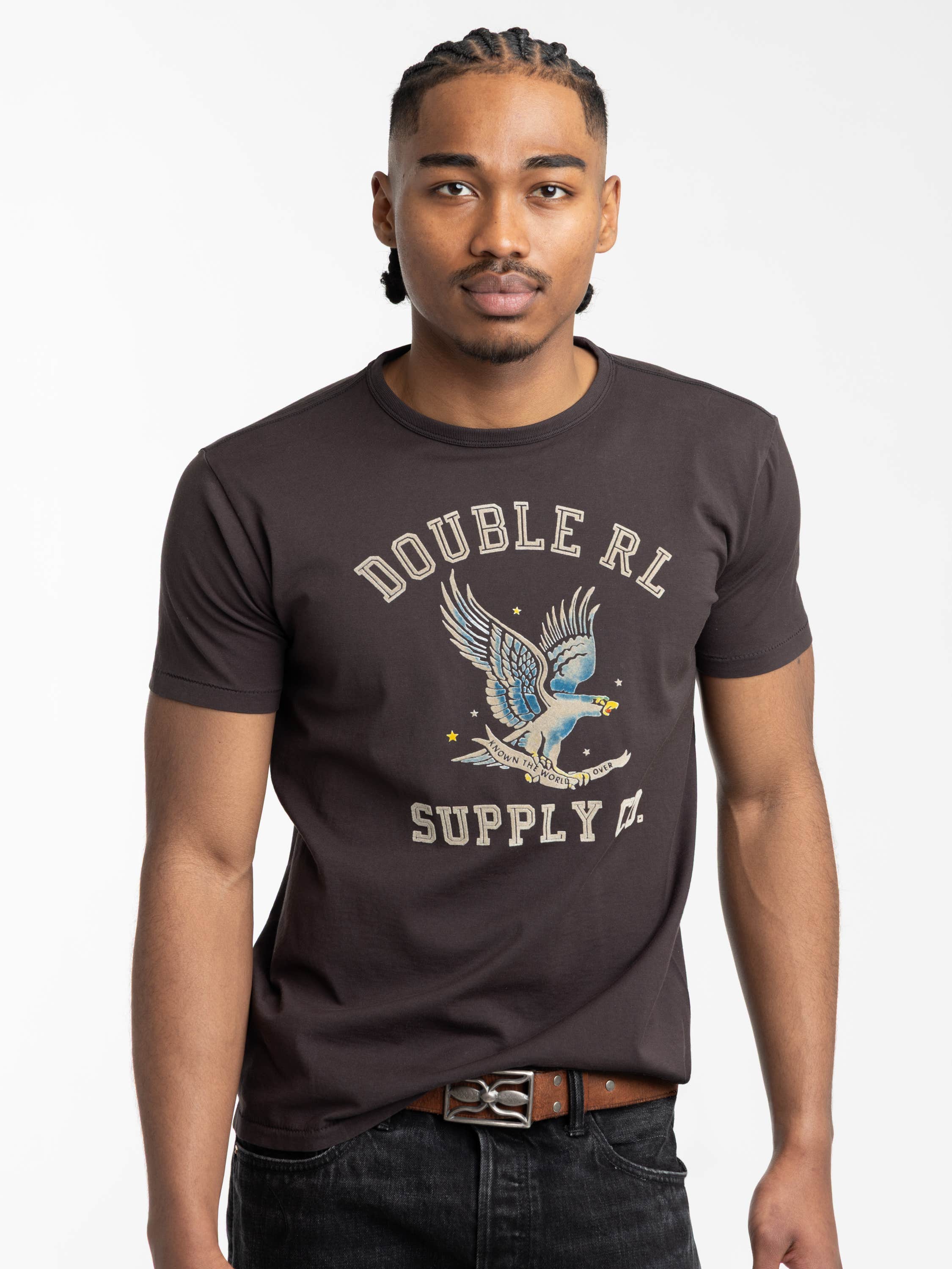 Faded Black Garment-Dyed Jersey Graphic T-Shirt