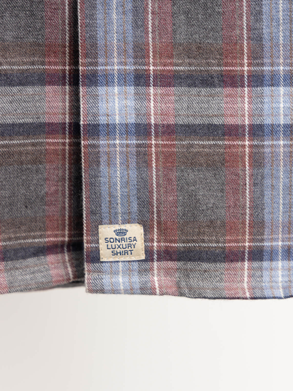 Blue and Burgundy Plaid Cotton Shirt