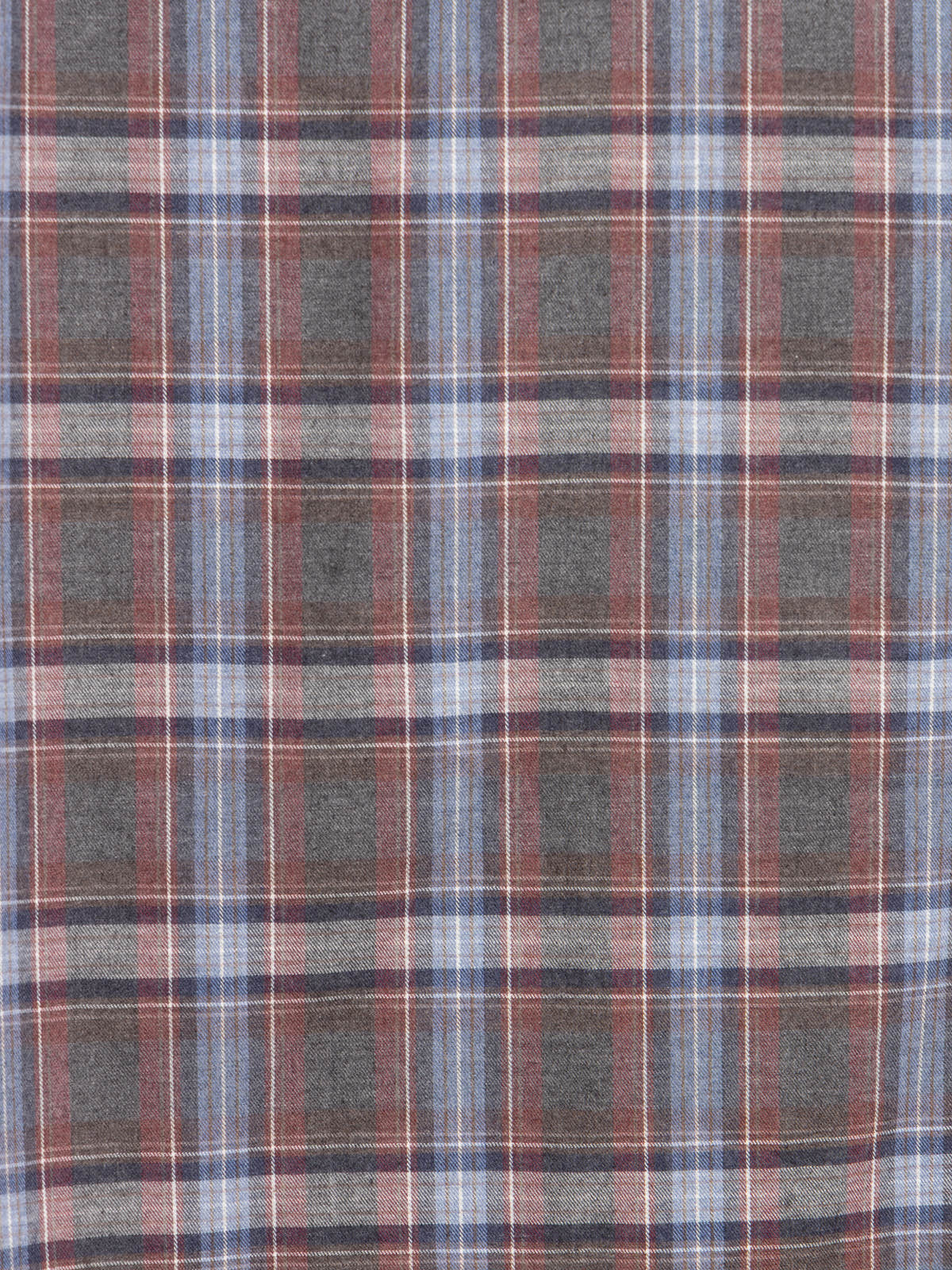 Blue and Burgundy Plaid Cotton Shirt
