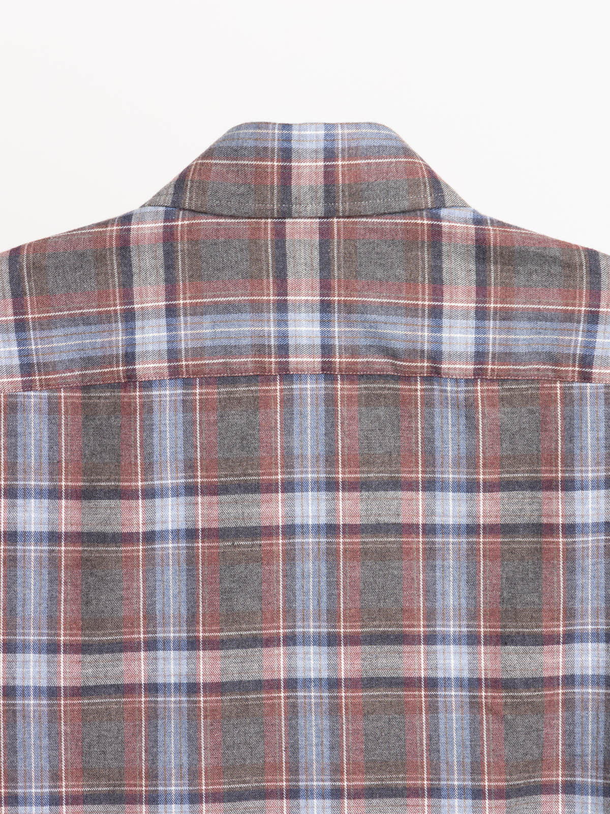 Blue and Burgundy Plaid Cotton Shirt