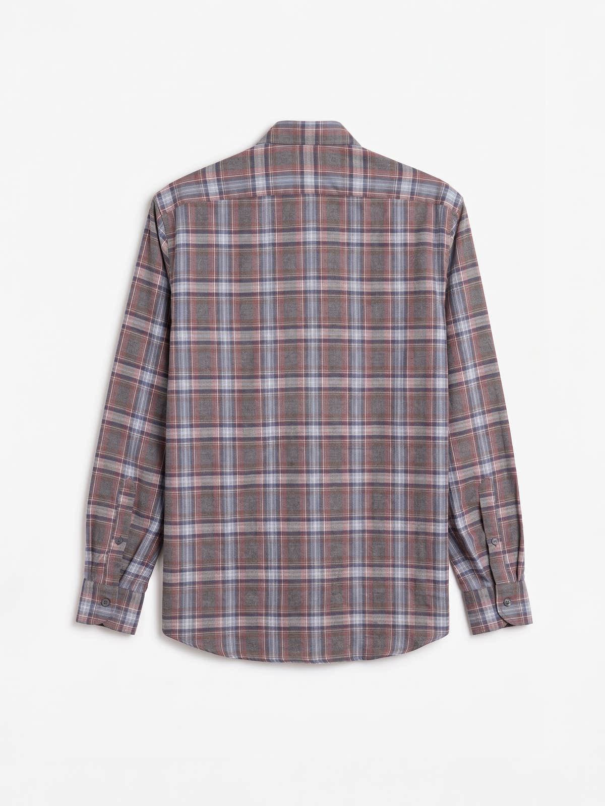 Blue and Burgundy Plaid Cotton Shirt