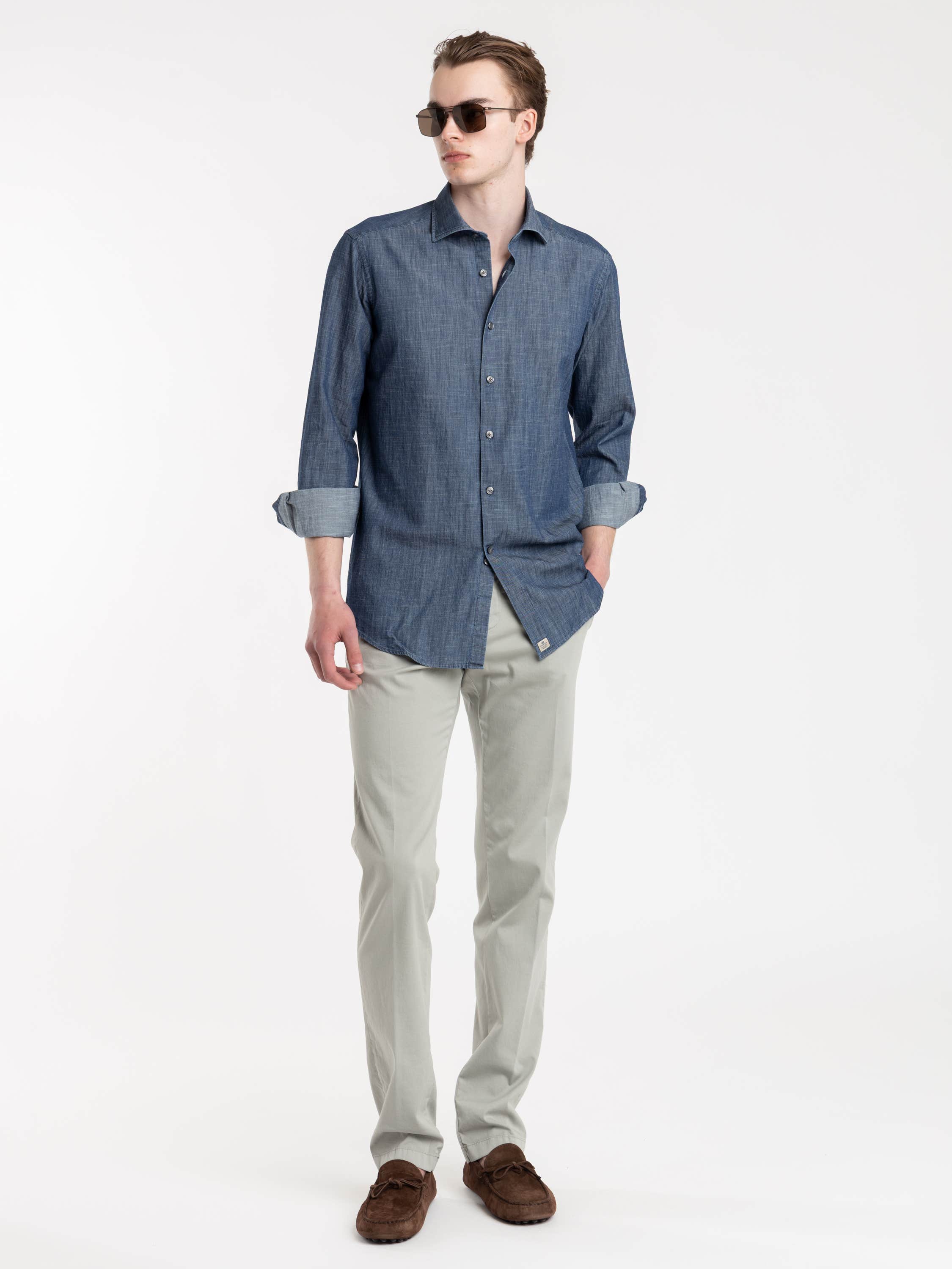 Denim Shirt Shark Collar Navy
