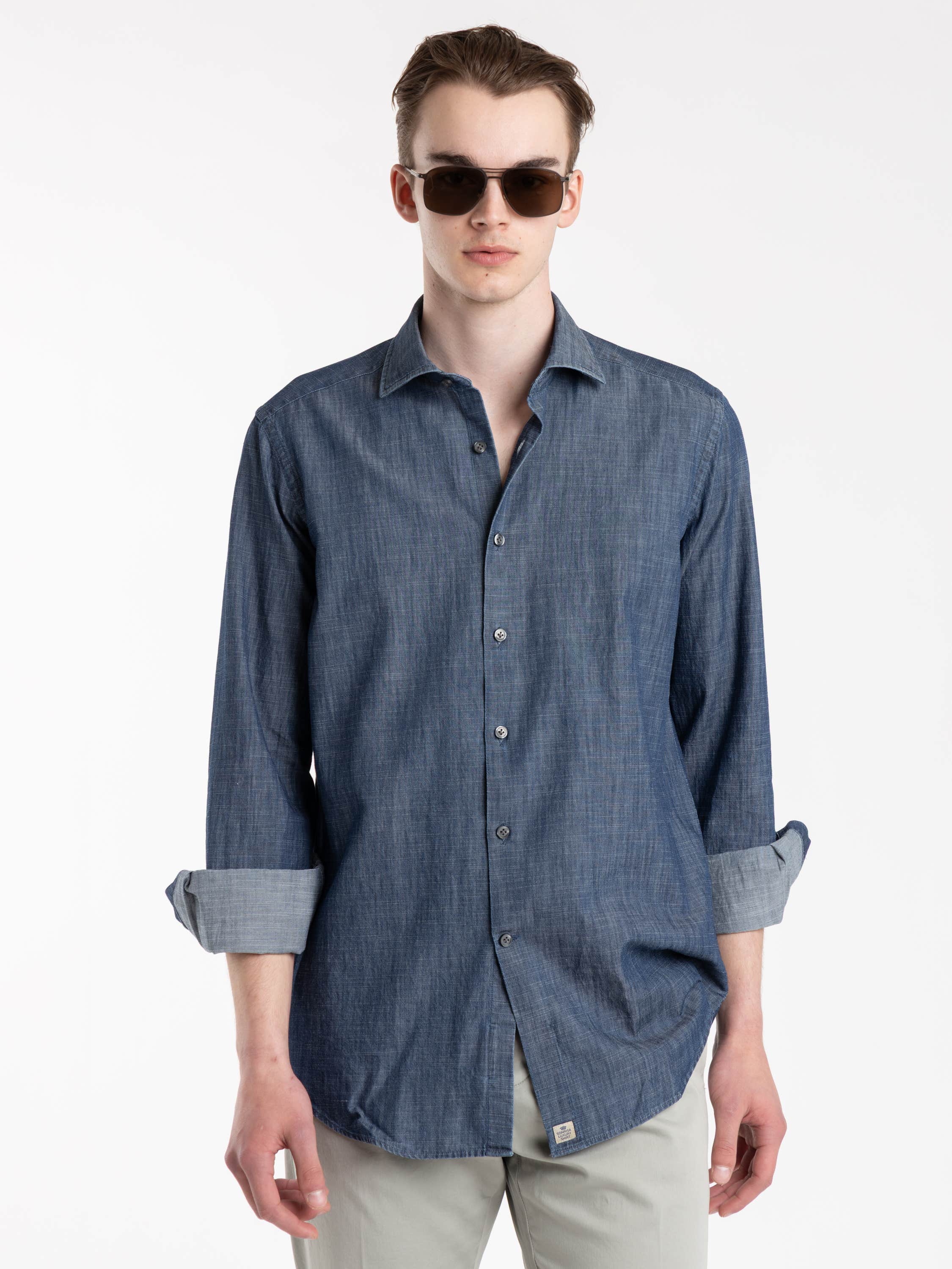 Denim Shirt Shark Collar Navy
