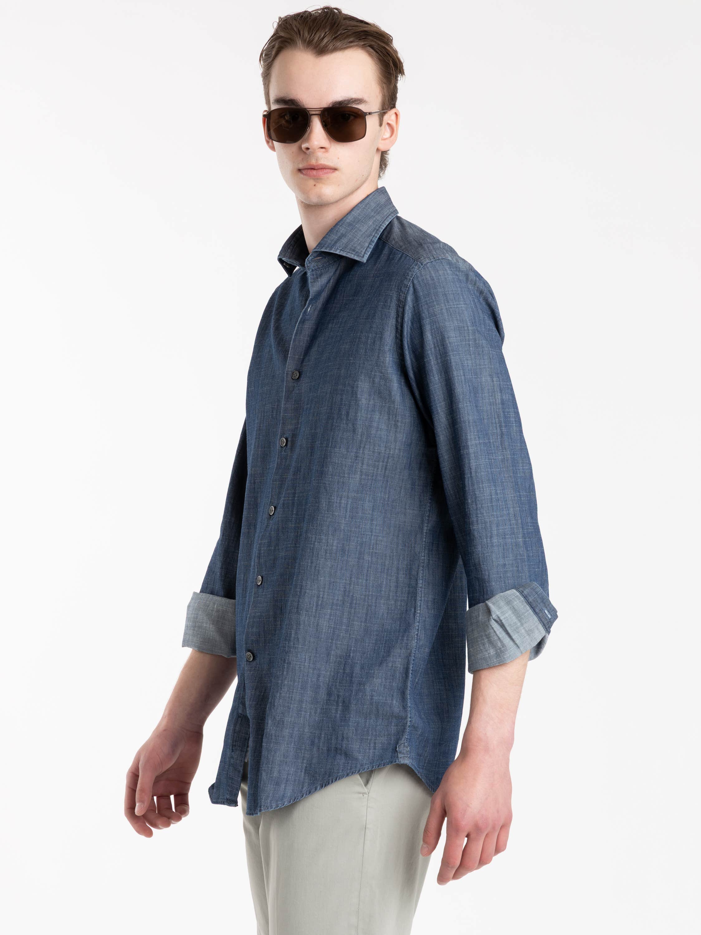 Denim Shirt Shark Collar Navy