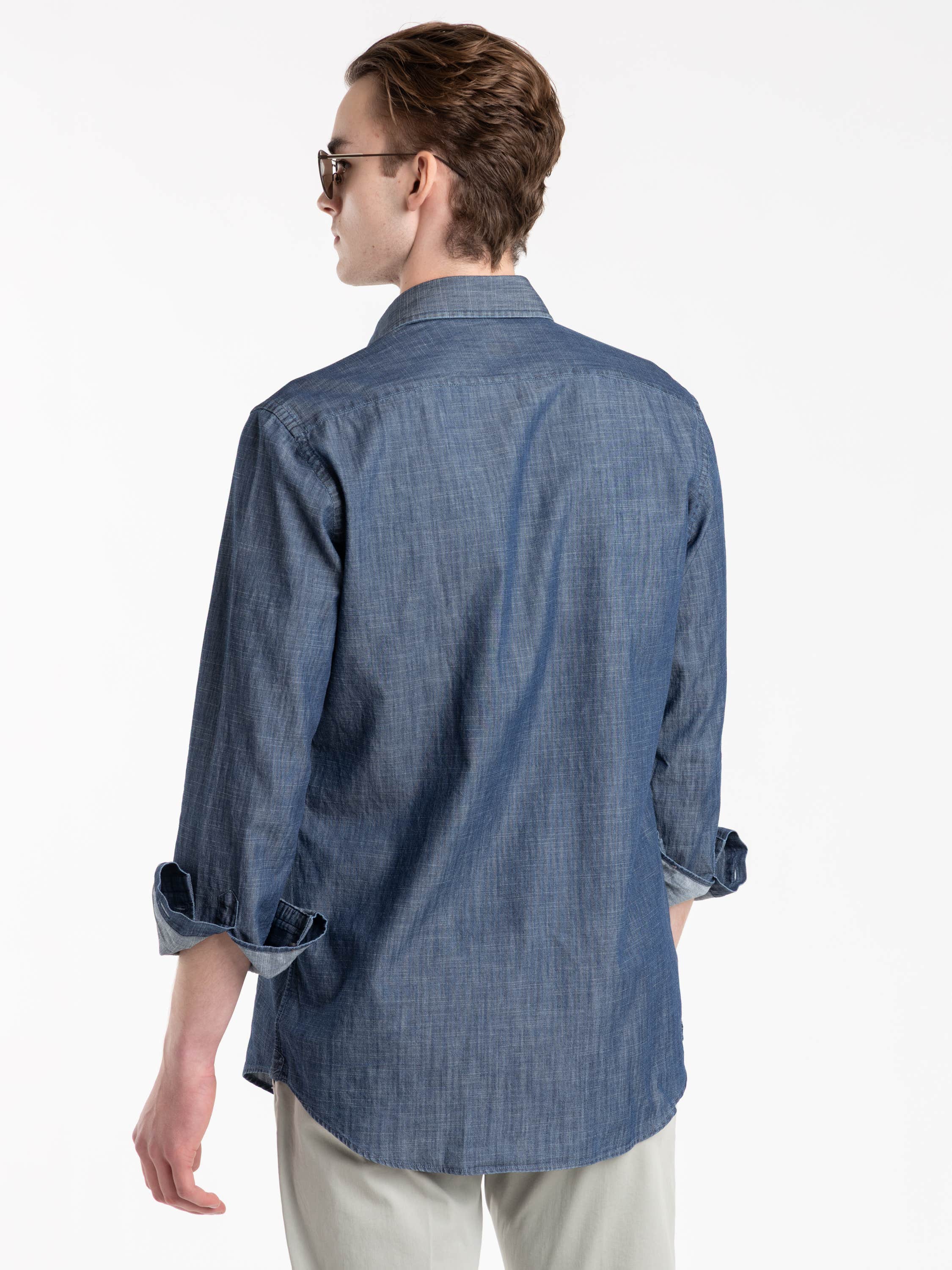 Denim Shirt Shark Collar Navy