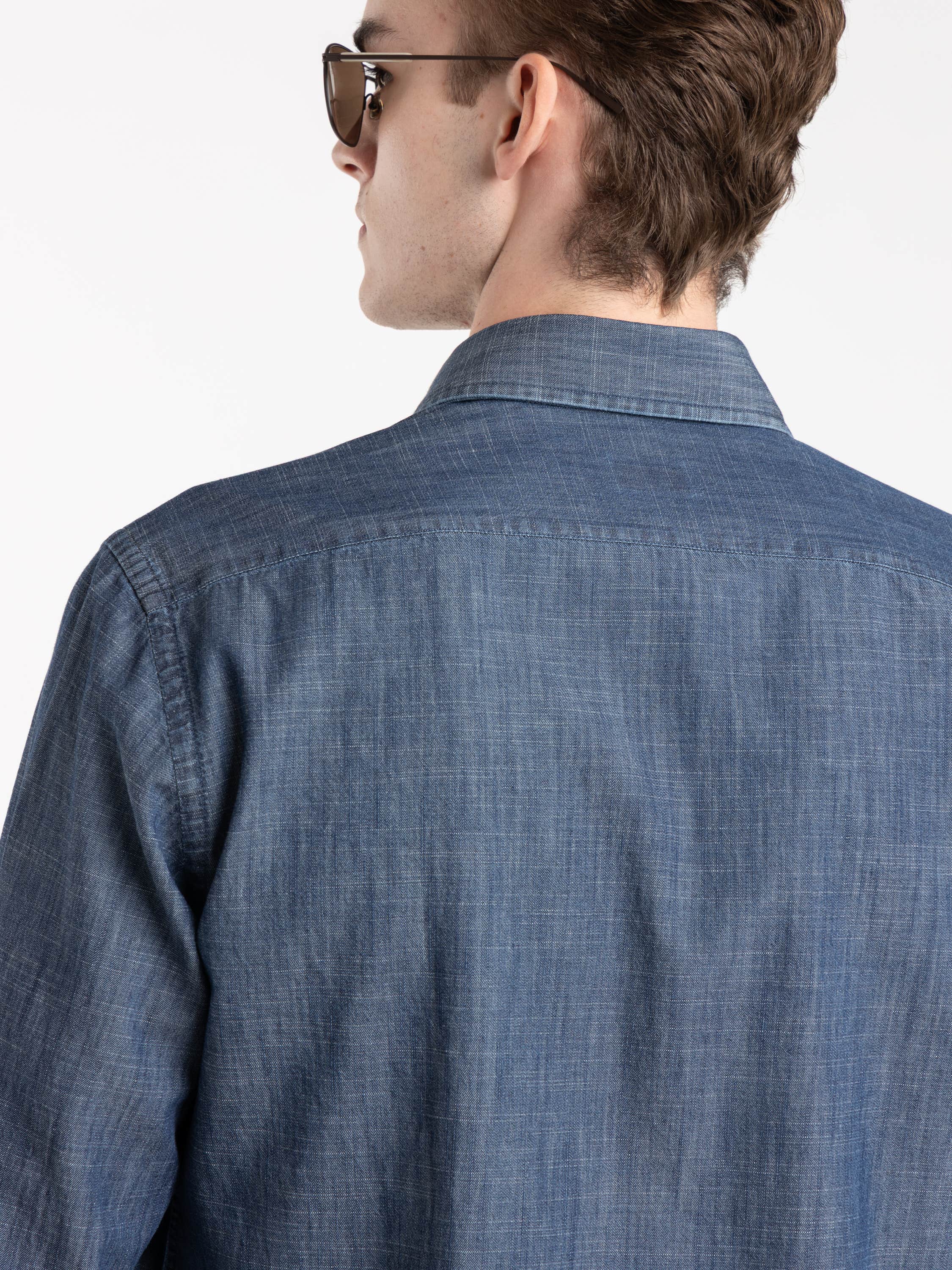Denim Shirt Shark Collar Navy