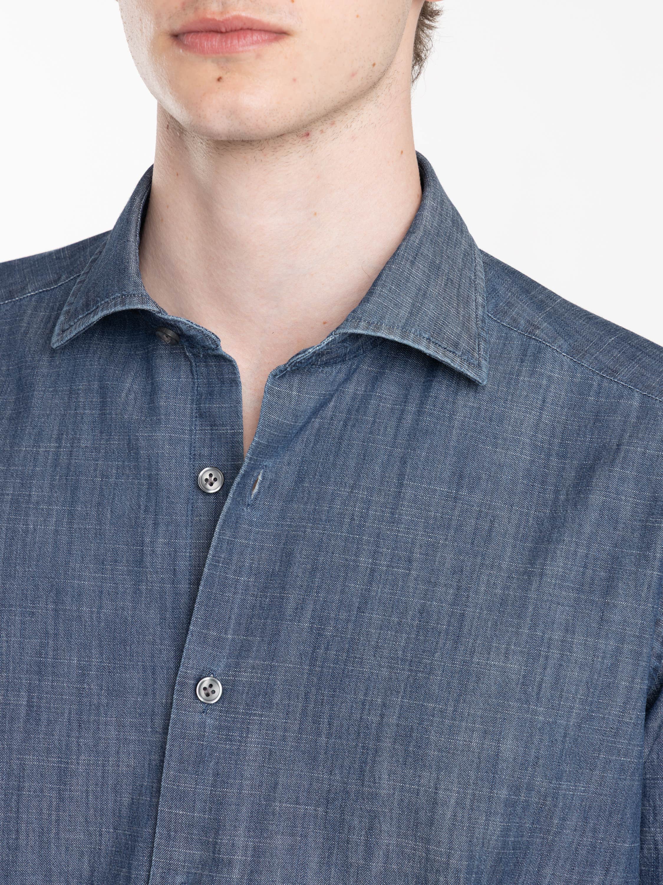 Denim Shirt Shark Collar Navy