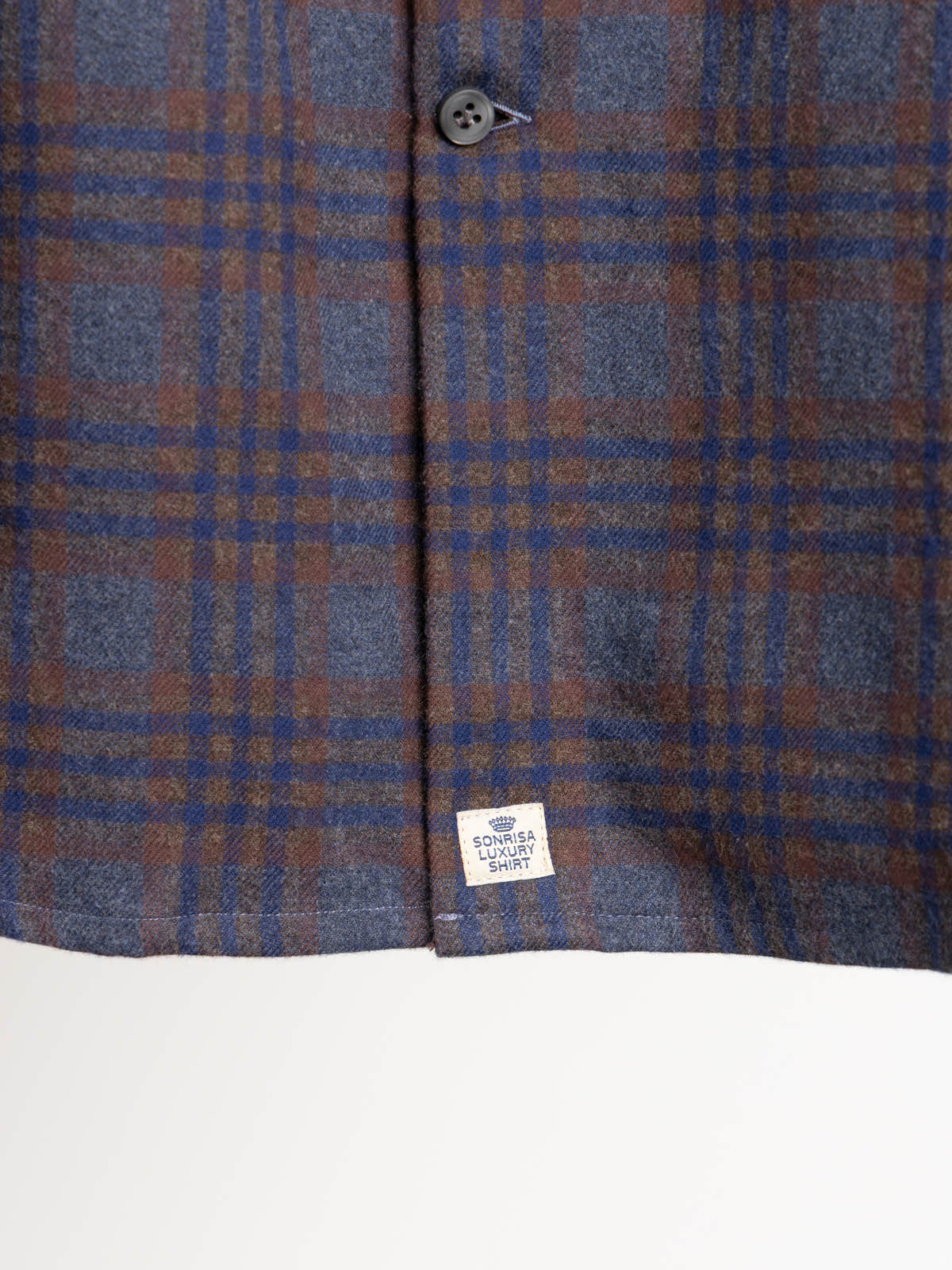 Navy and Brown Plaid Cotton Shirt