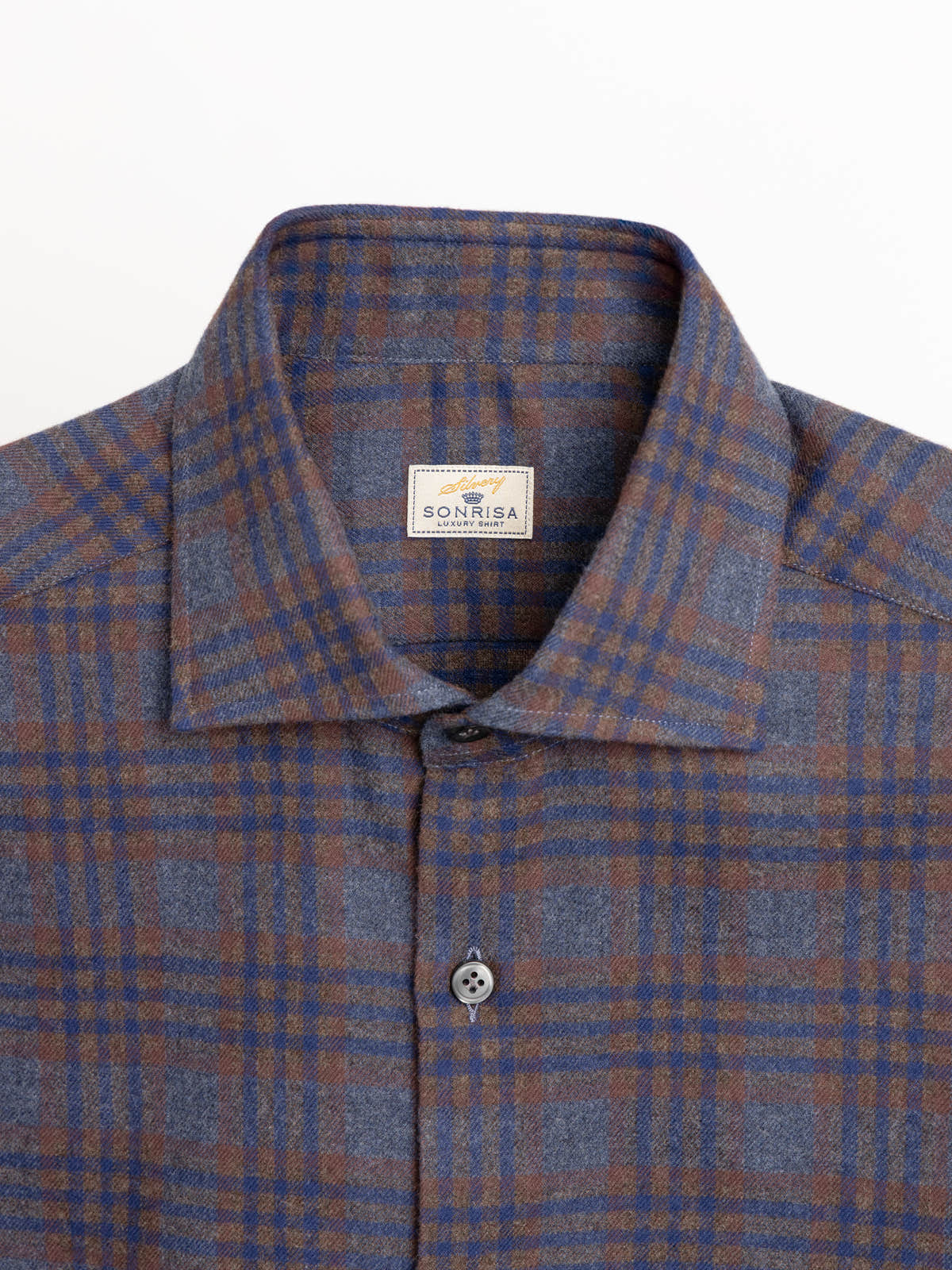 Navy and Brown Plaid Cotton Shirt