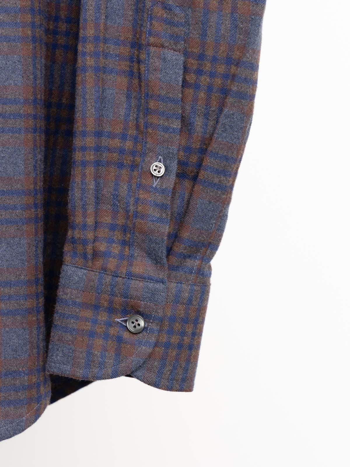 Navy and Brown Plaid Cotton Shirt
