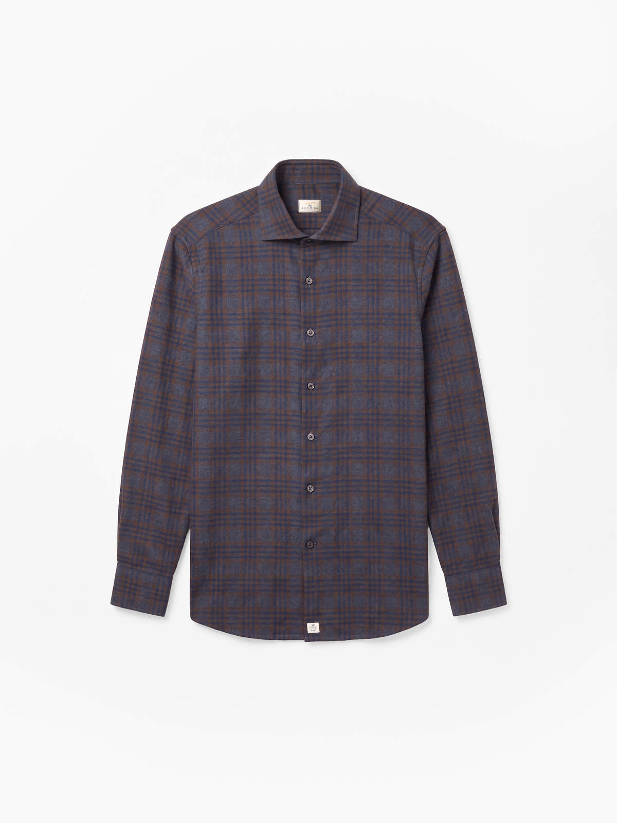 Navy and Brown Plaid Cotton Shirt
