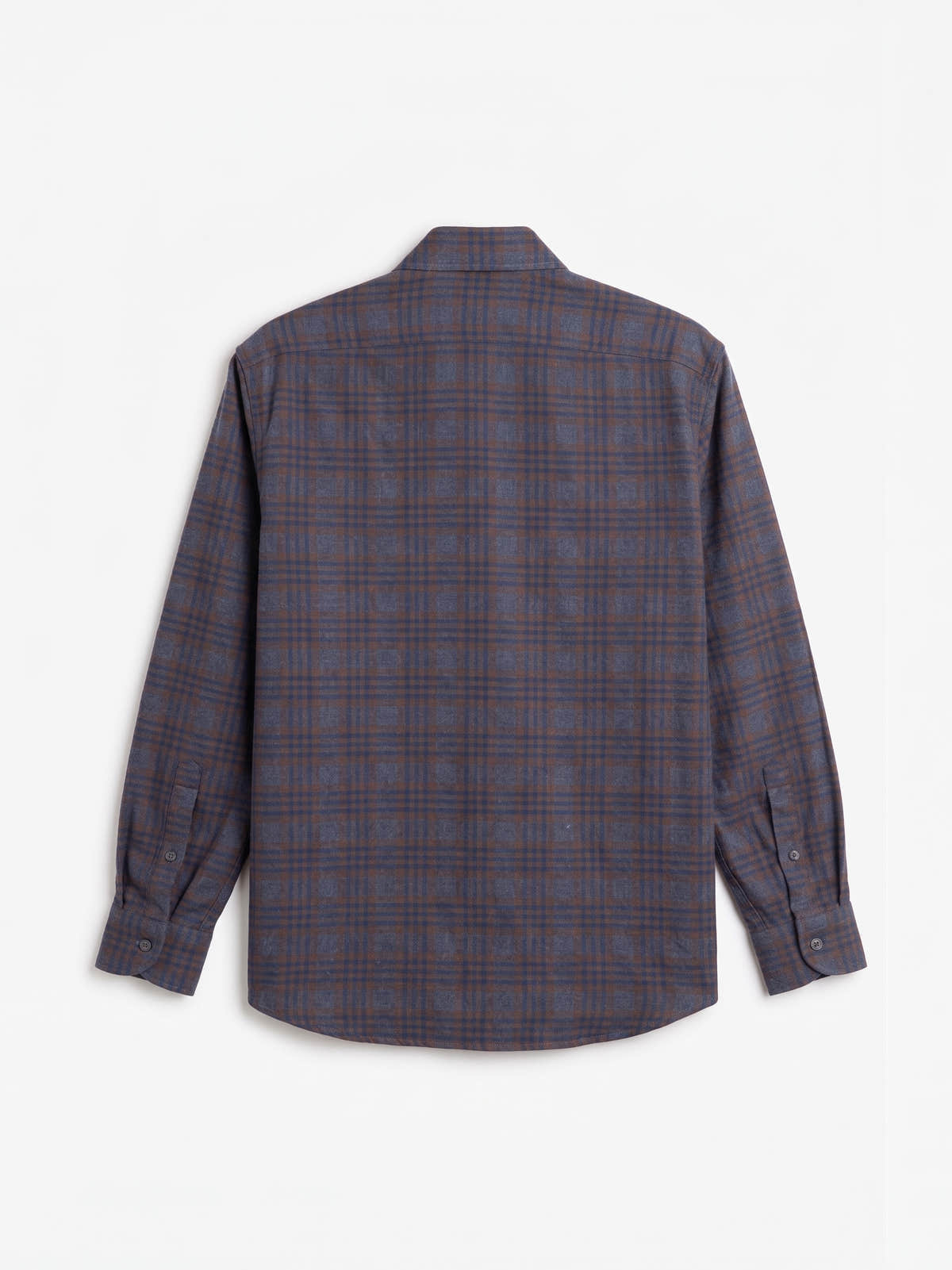 Navy and Brown Plaid Cotton Shirt