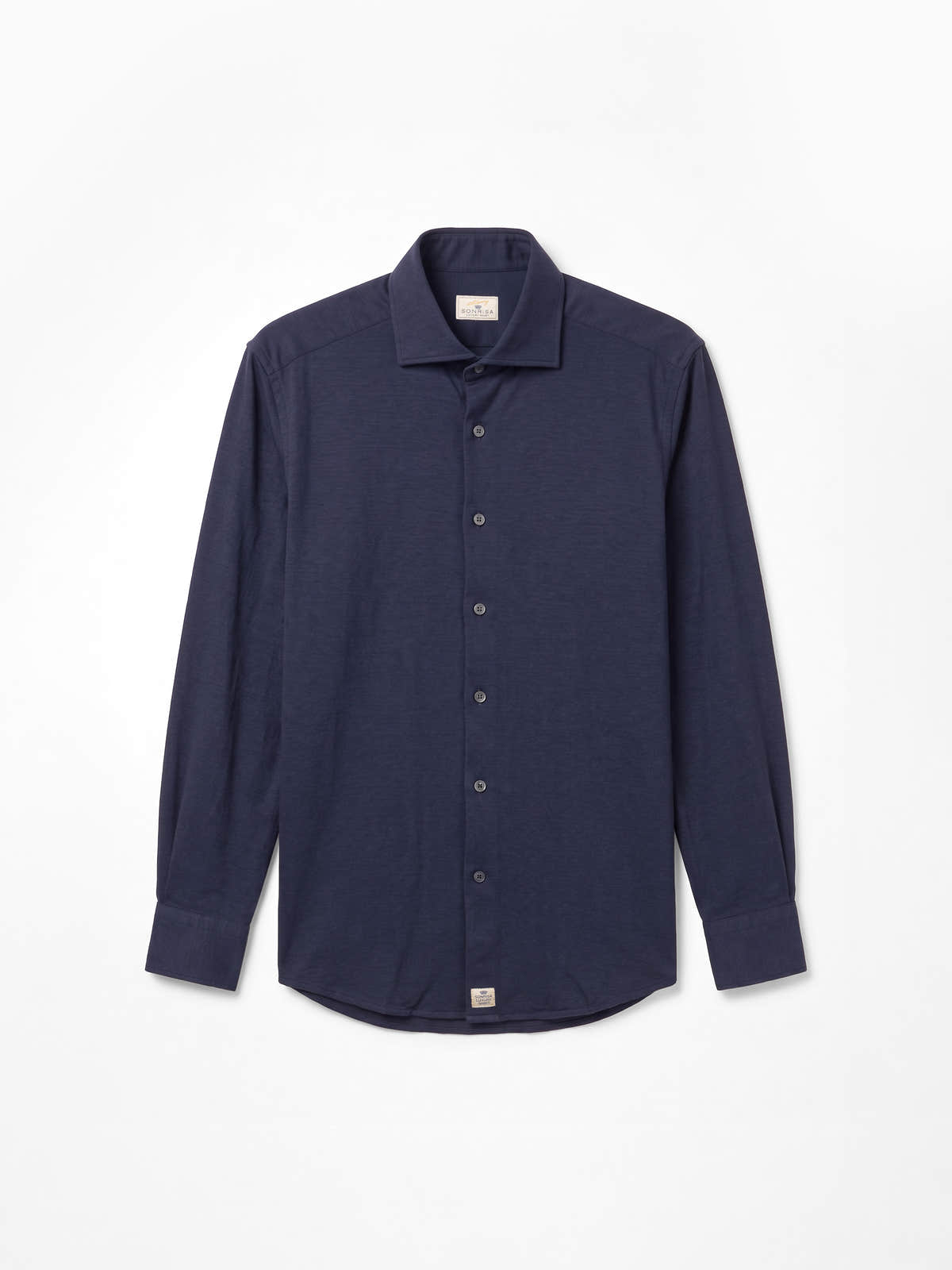 Navy Cotton & Lyocell Jersey Shirt