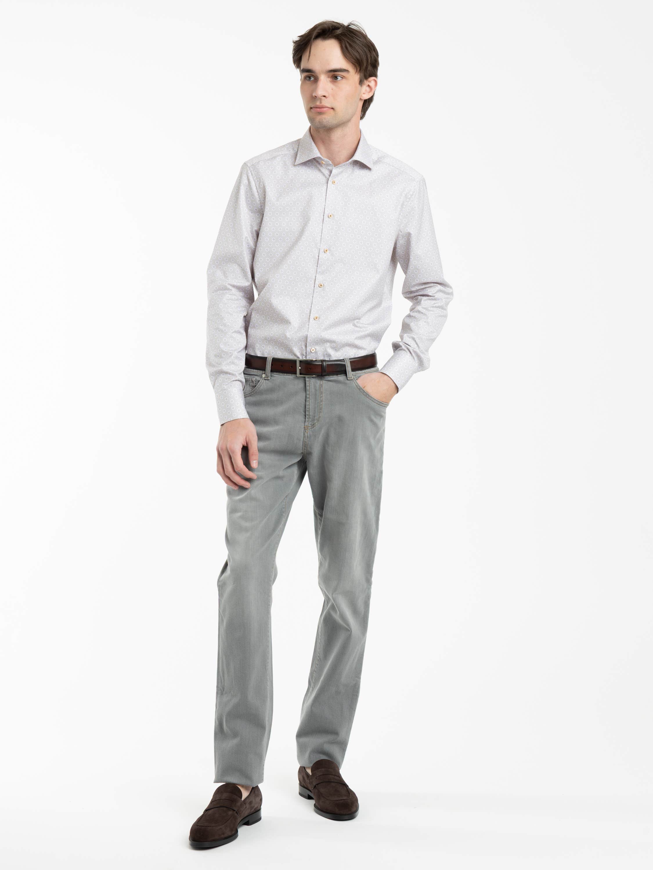 Beige Patterned Twill Shirt