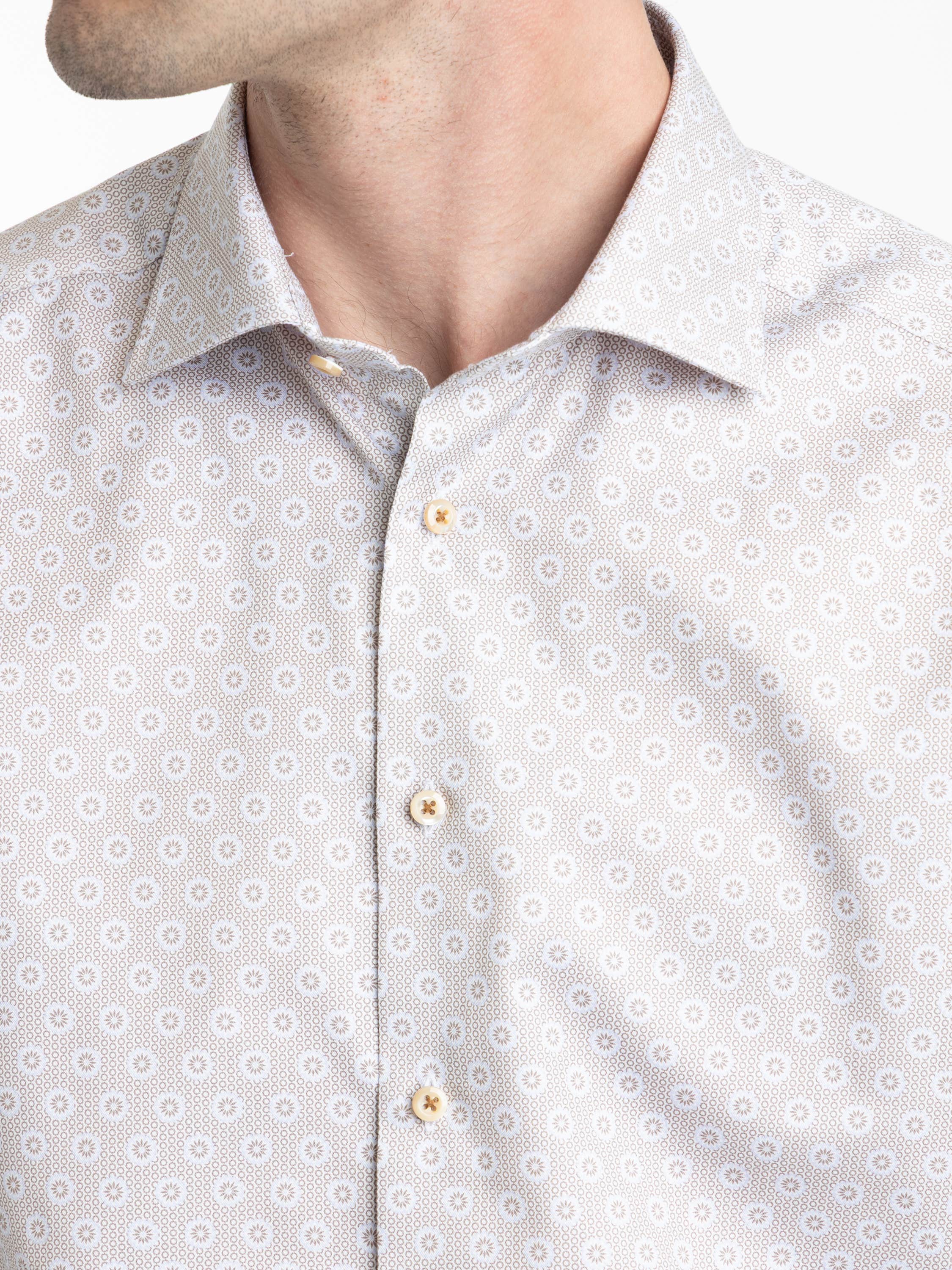 Beige Patterned Twill Shirt