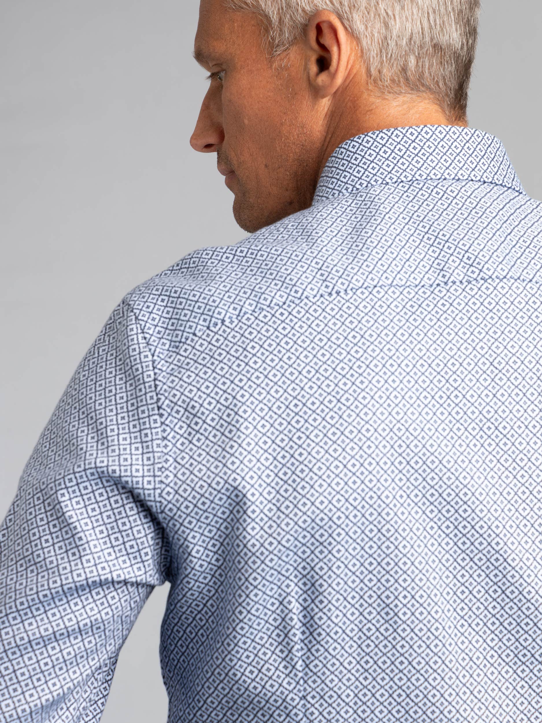 Blue Geometric Patterned Oxford Shirt