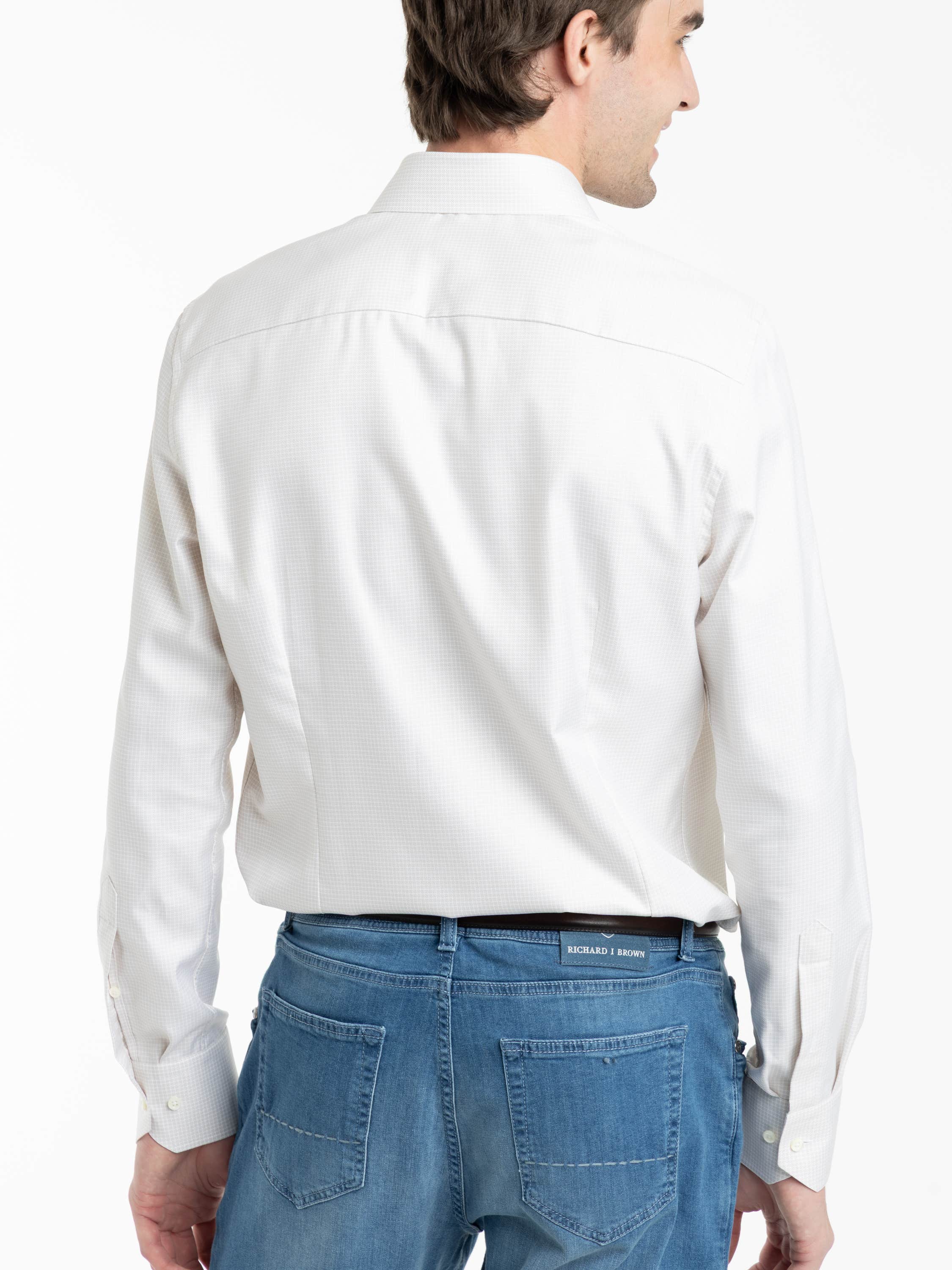 Light Beige Checked Twill Shirt