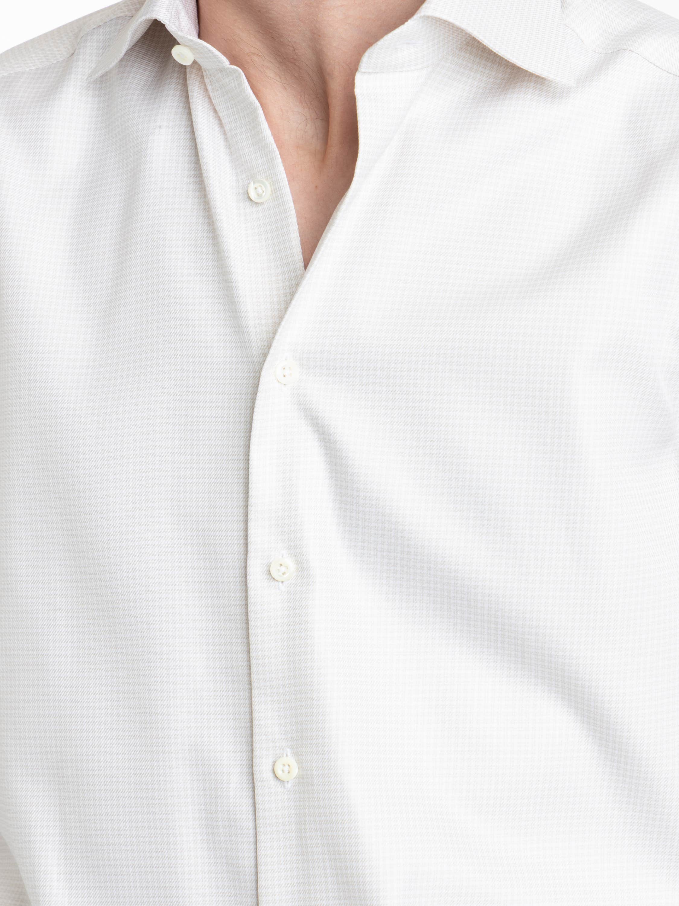 Light Beige Checked Twill Shirt