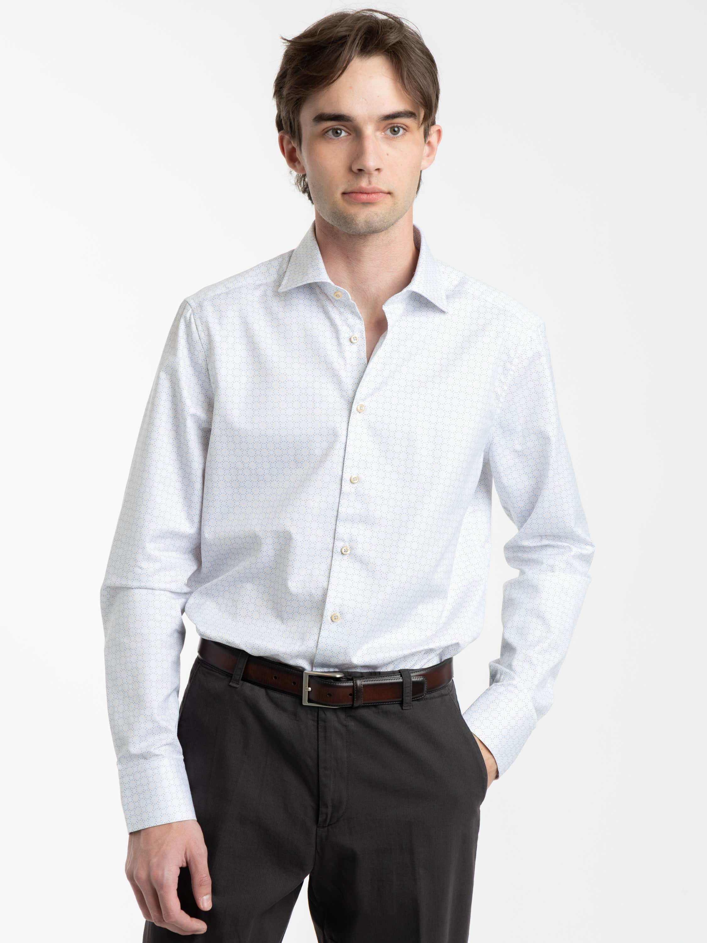 Light Blue Patterned Twill Shirt