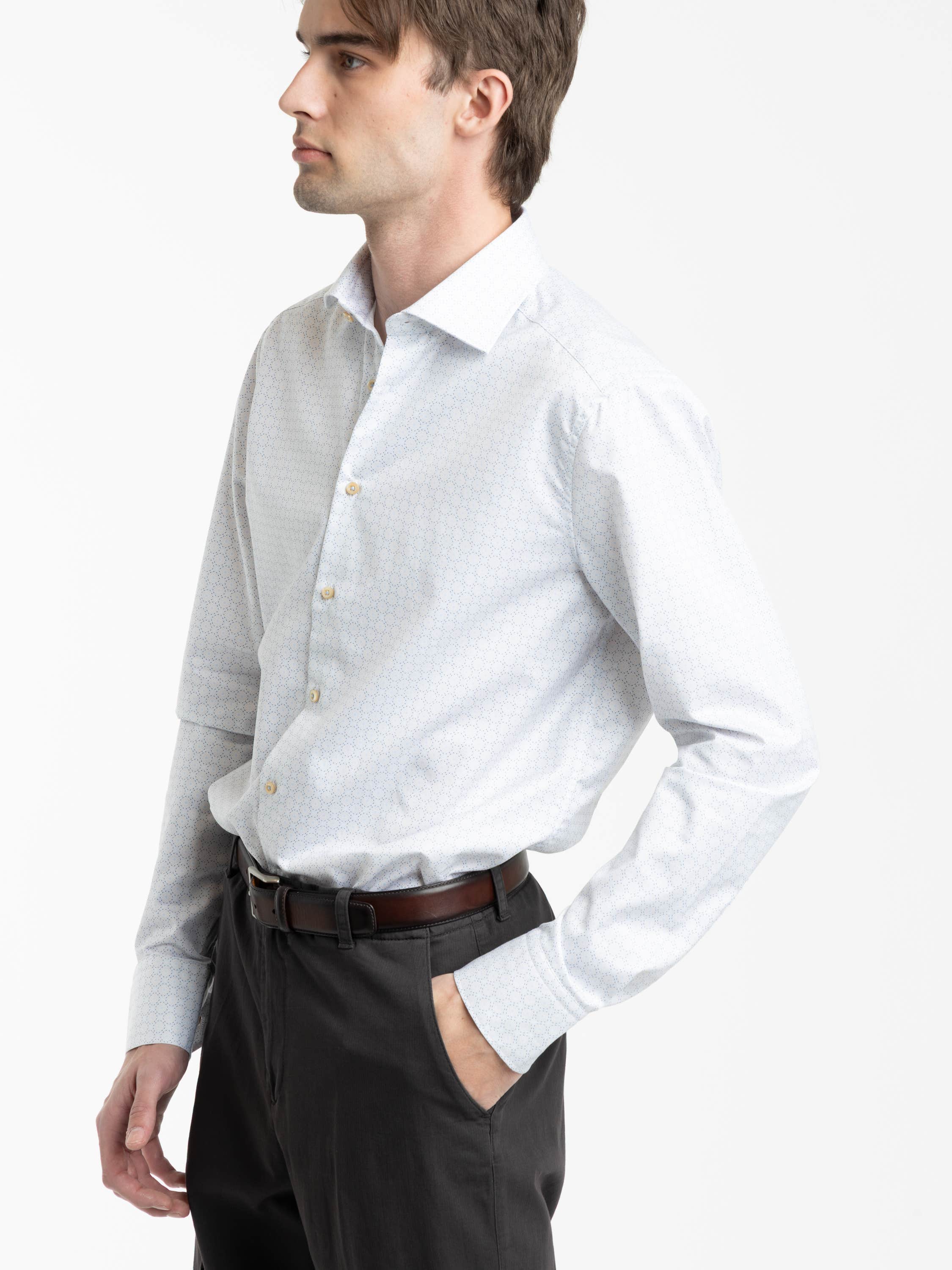 Light Blue Patterned Twill Shirt