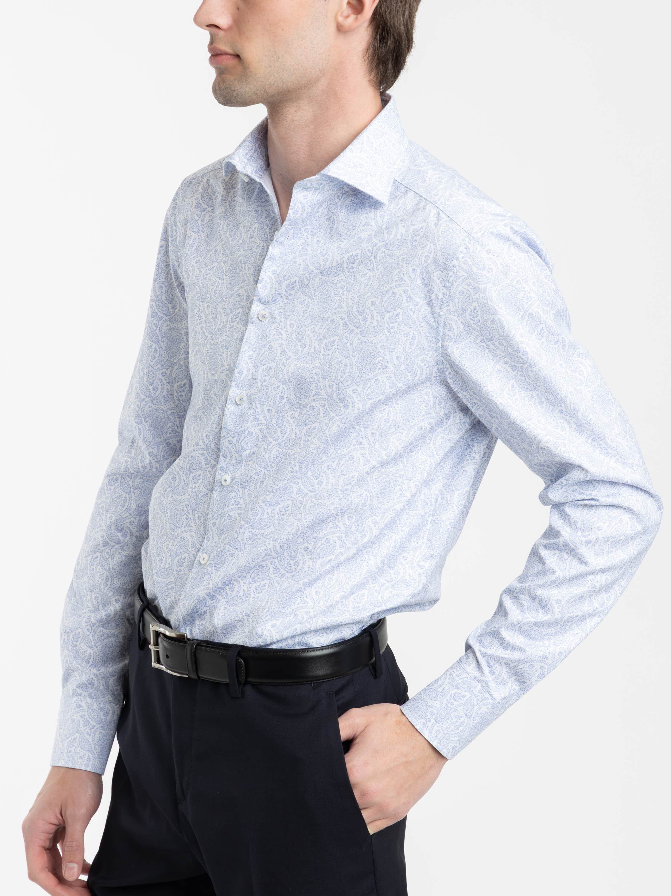 Light Blue Slimline Patterned Shirt