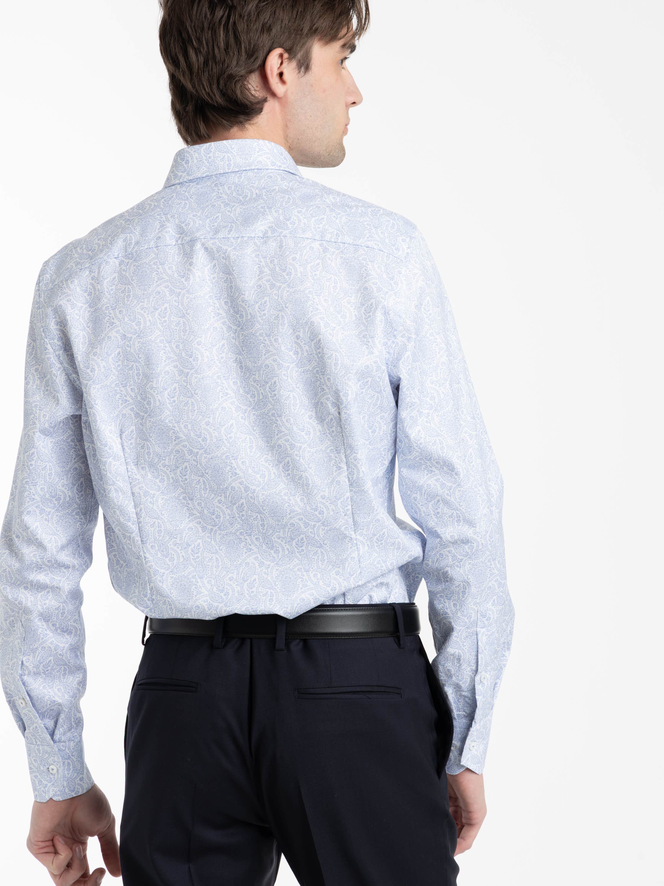 Light Blue Slimline Patterned Shirt