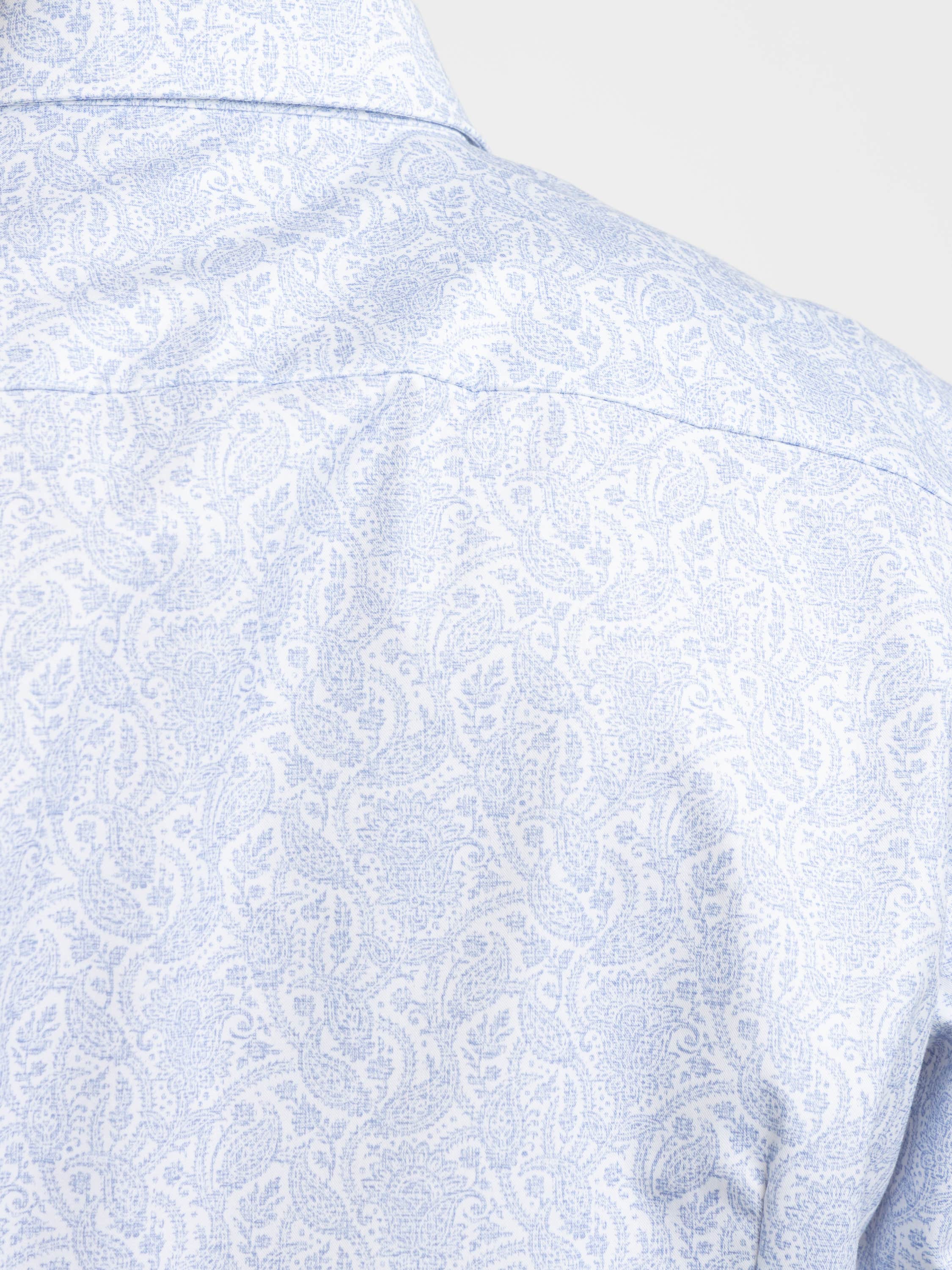 Light Blue Slimline Patterned Shirt